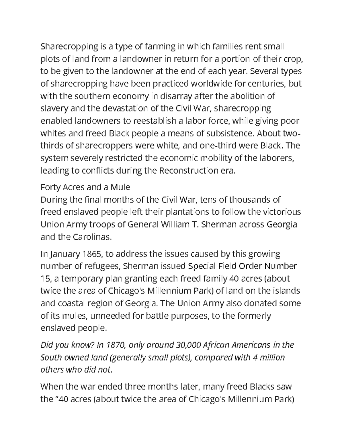 Sharecropping - Lecture Notes - Sharecropping is a type of farming in ...