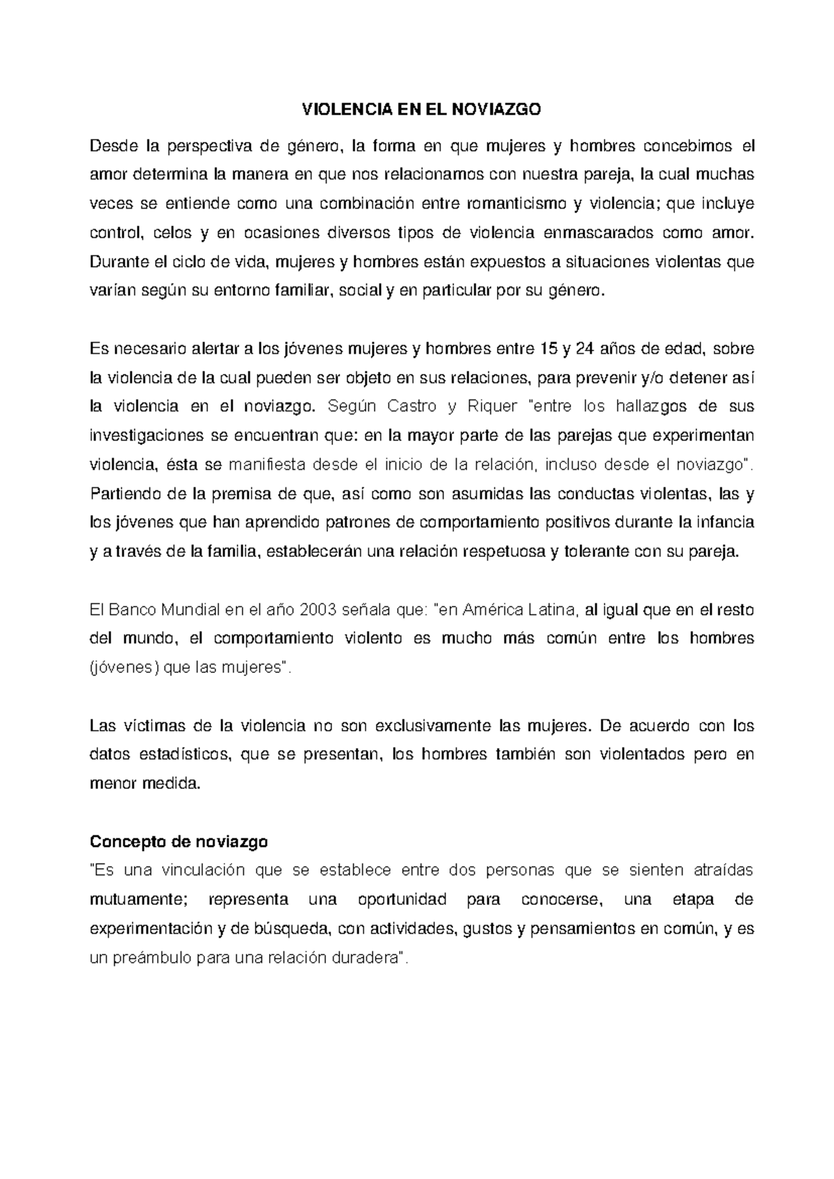 Violencia EN EL Noviazgo 42 - VIOLENCIA EN EL NOVIAZGO Desde la ...