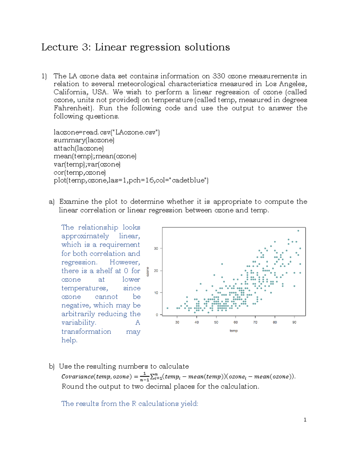 5 Lecture 3 Linear regression solutions - Lecture 3: Linear regression ...