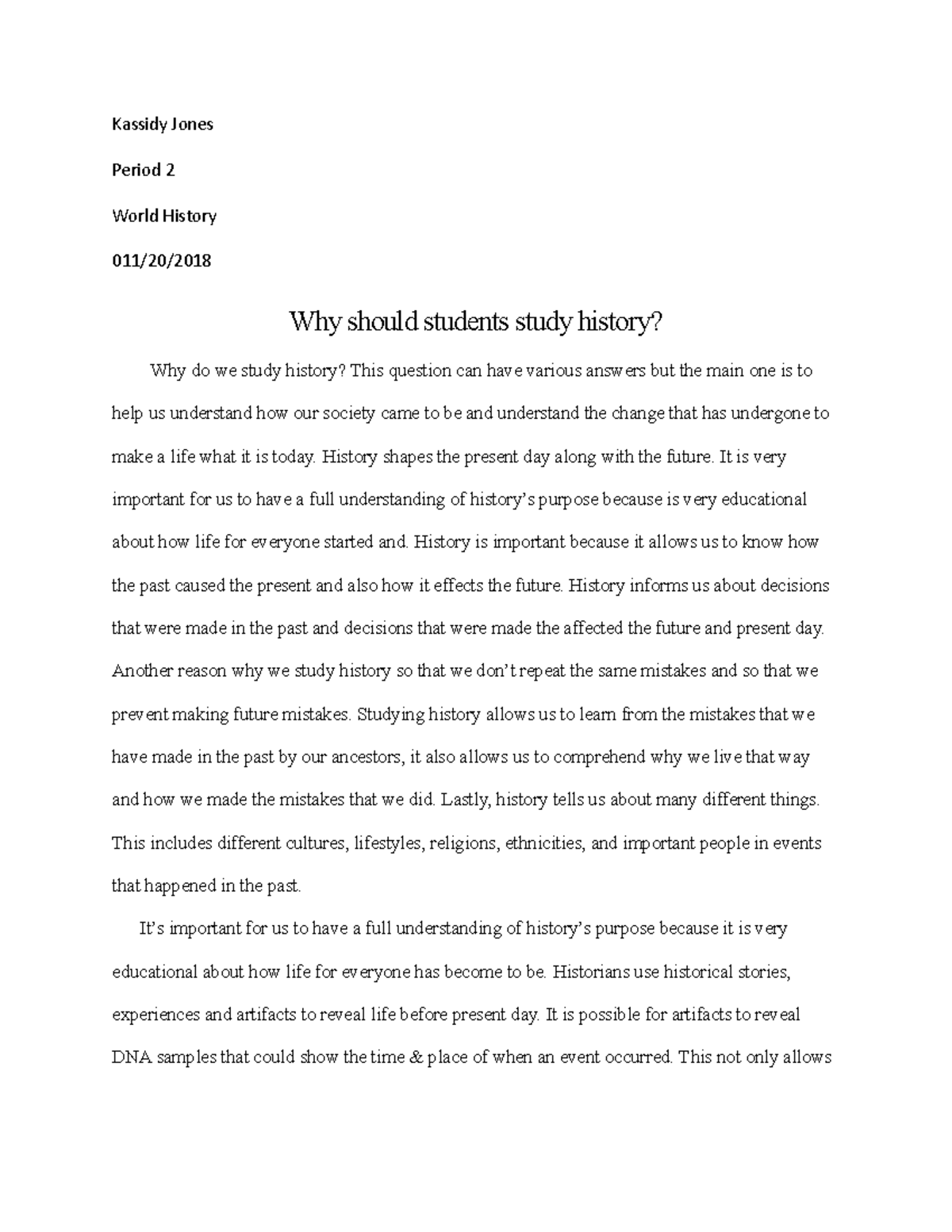 Why Should Students Study History