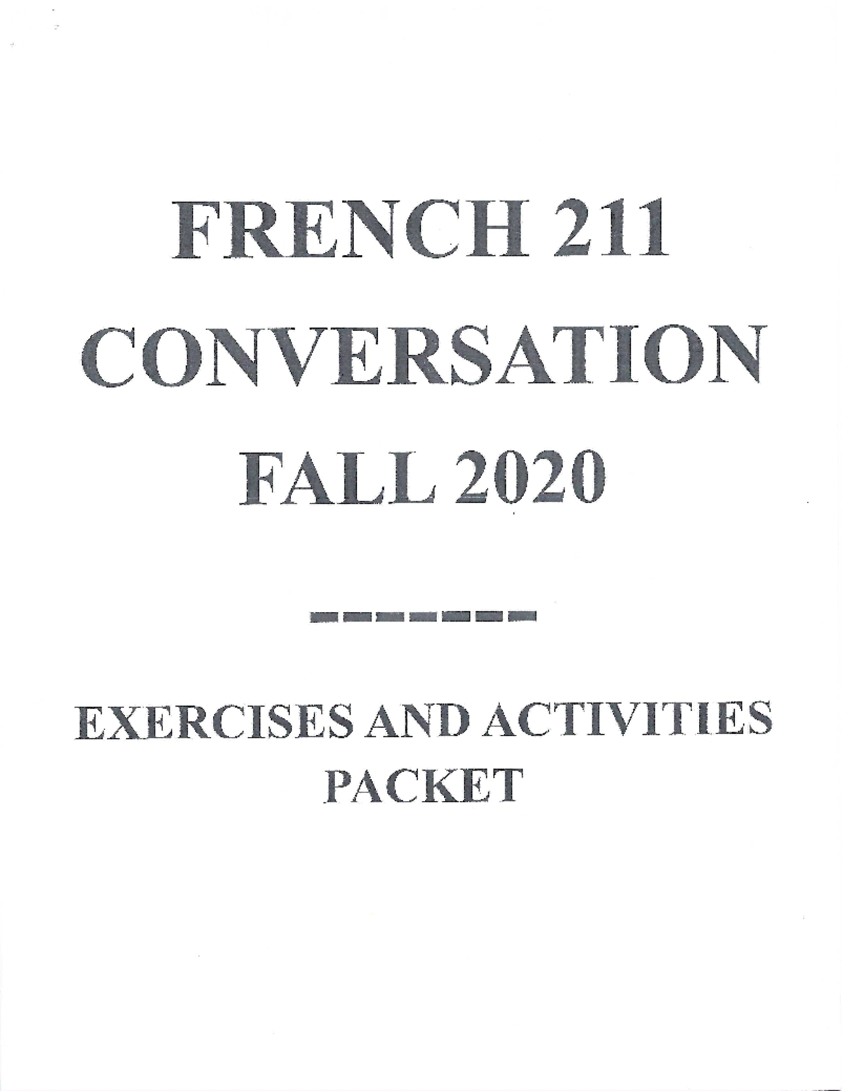 French 211 Packet - FRE 422 - Studocu