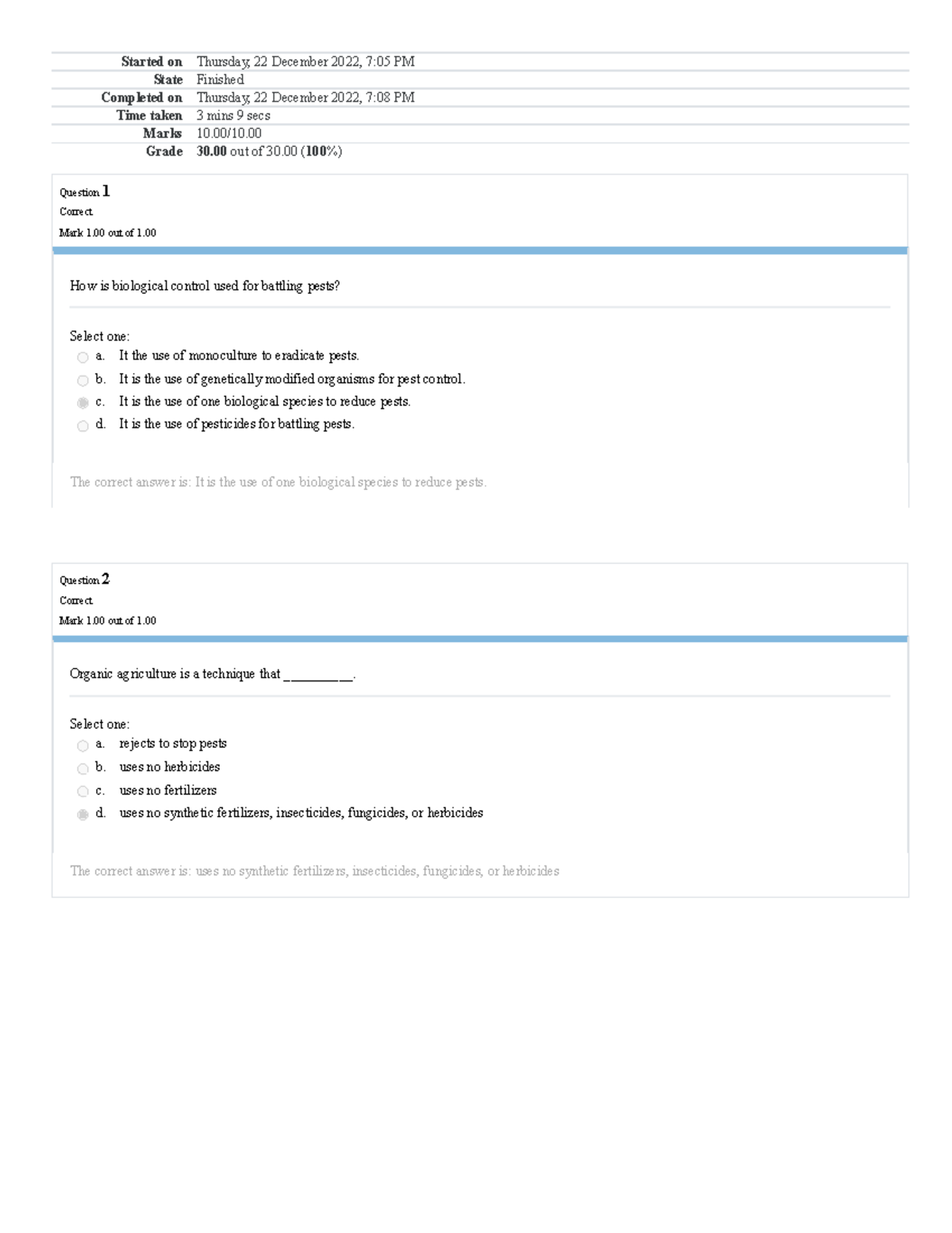 ENVS 1301 Self-Quiz Unit 7 Attempt Review - Started On Thursday, 22 ...