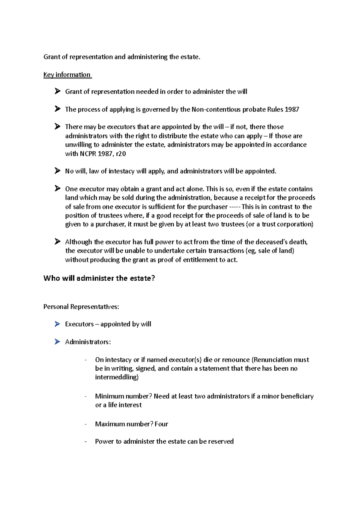 Grant of representation final - Grant of representation and ...