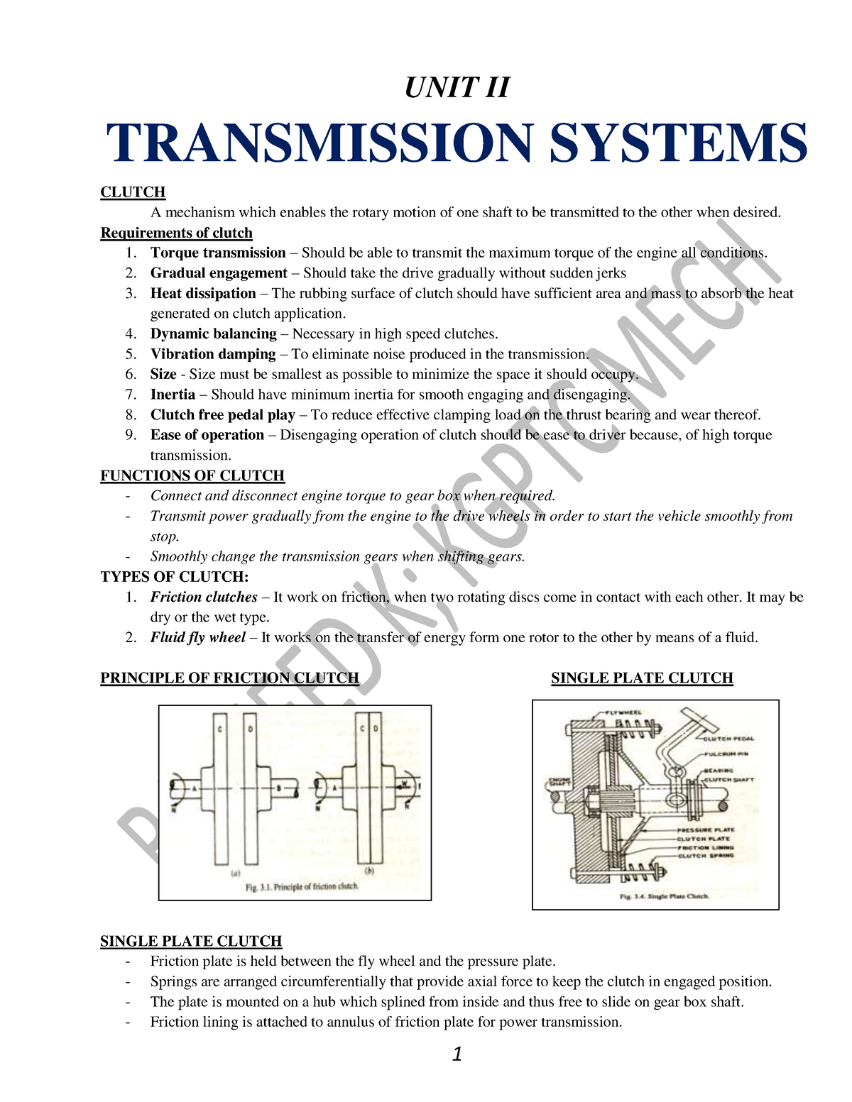 AE Module-II Notes ( Transmission System) - Mechanical - JNTU Kakinada ...