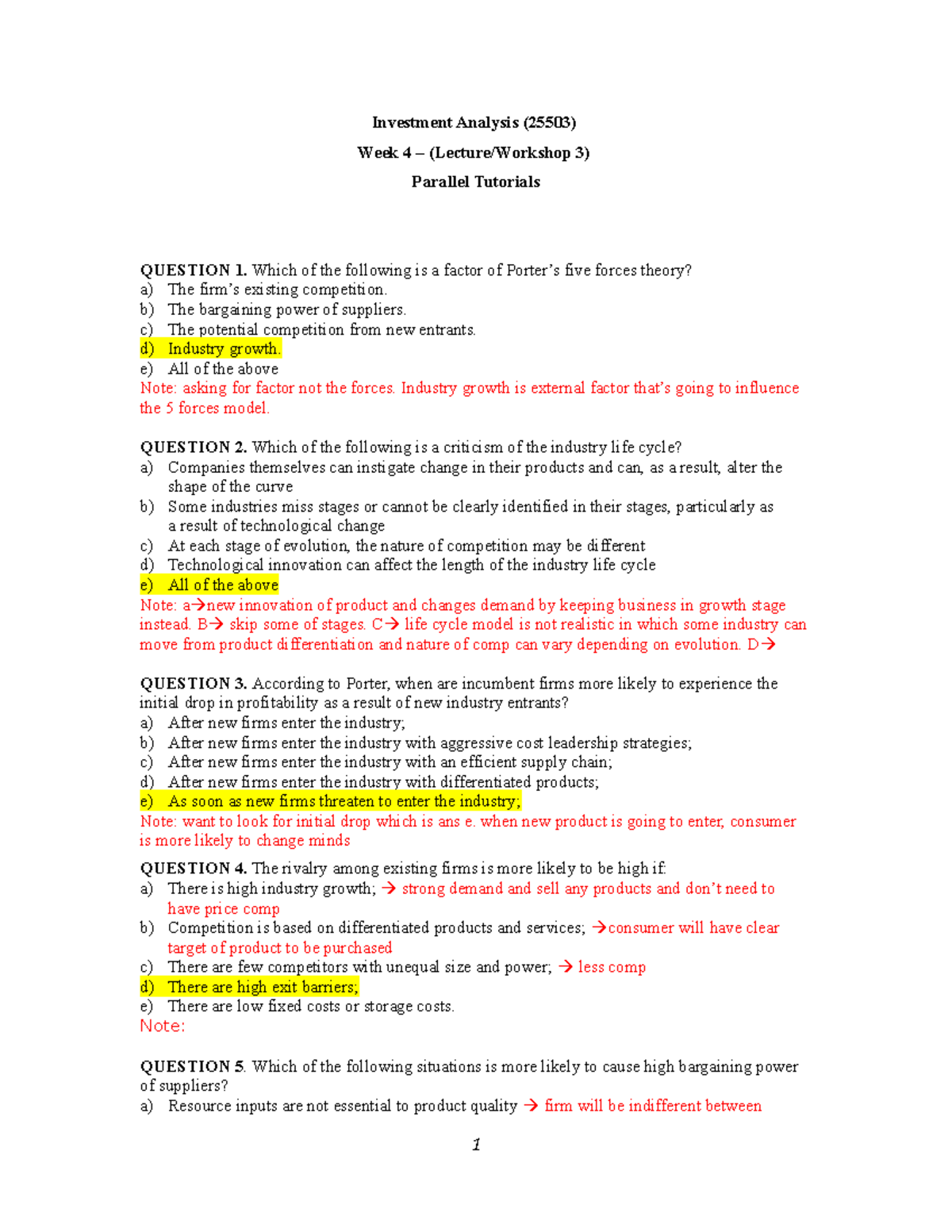 Tutorial Week4-1 - N A - Investment Analysis (25503) Week 4 – (lecture 