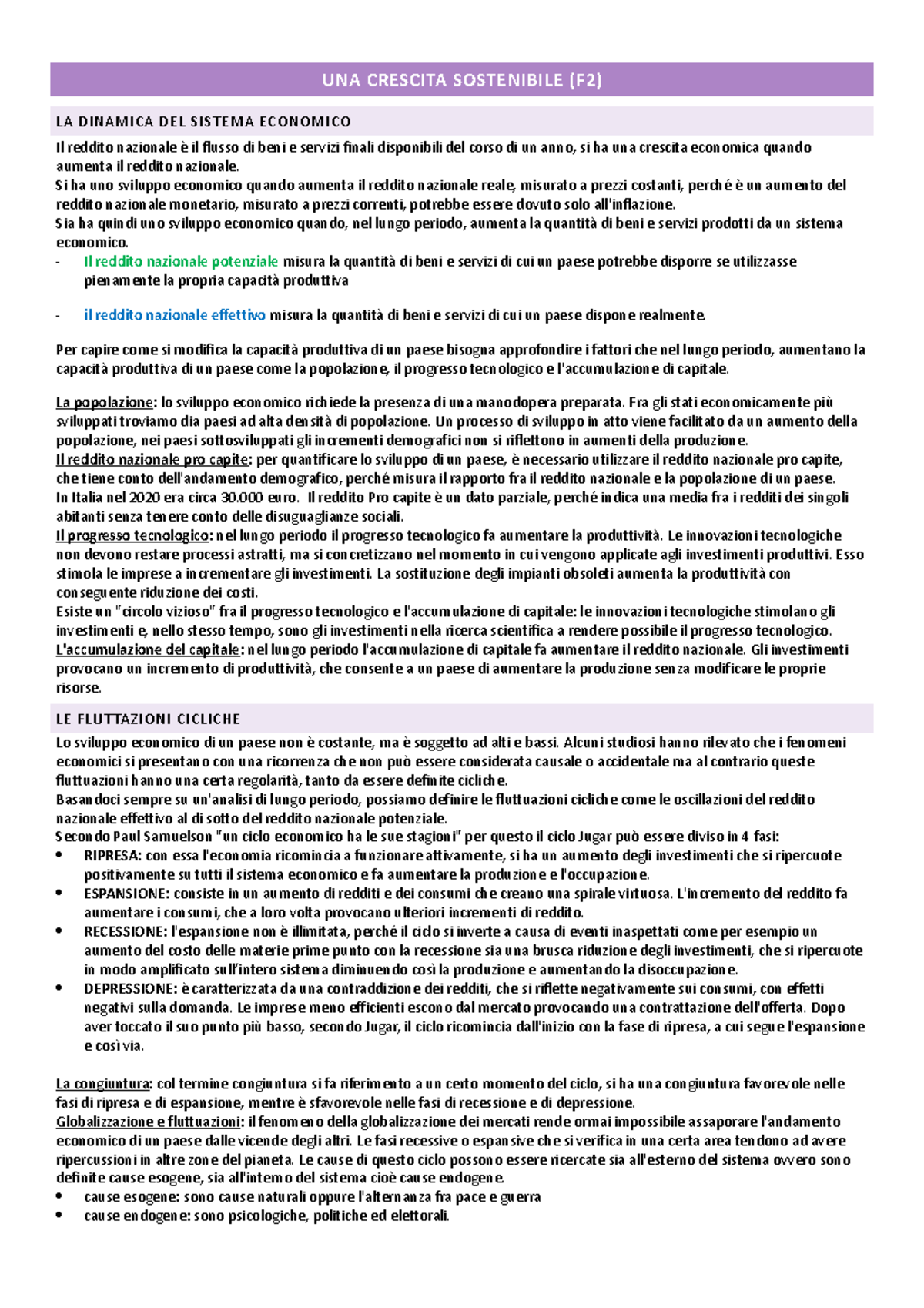 Una Crescita Sostenibile Una Crescita Sostenibile F La Dinamica Del Sistema Economico Il