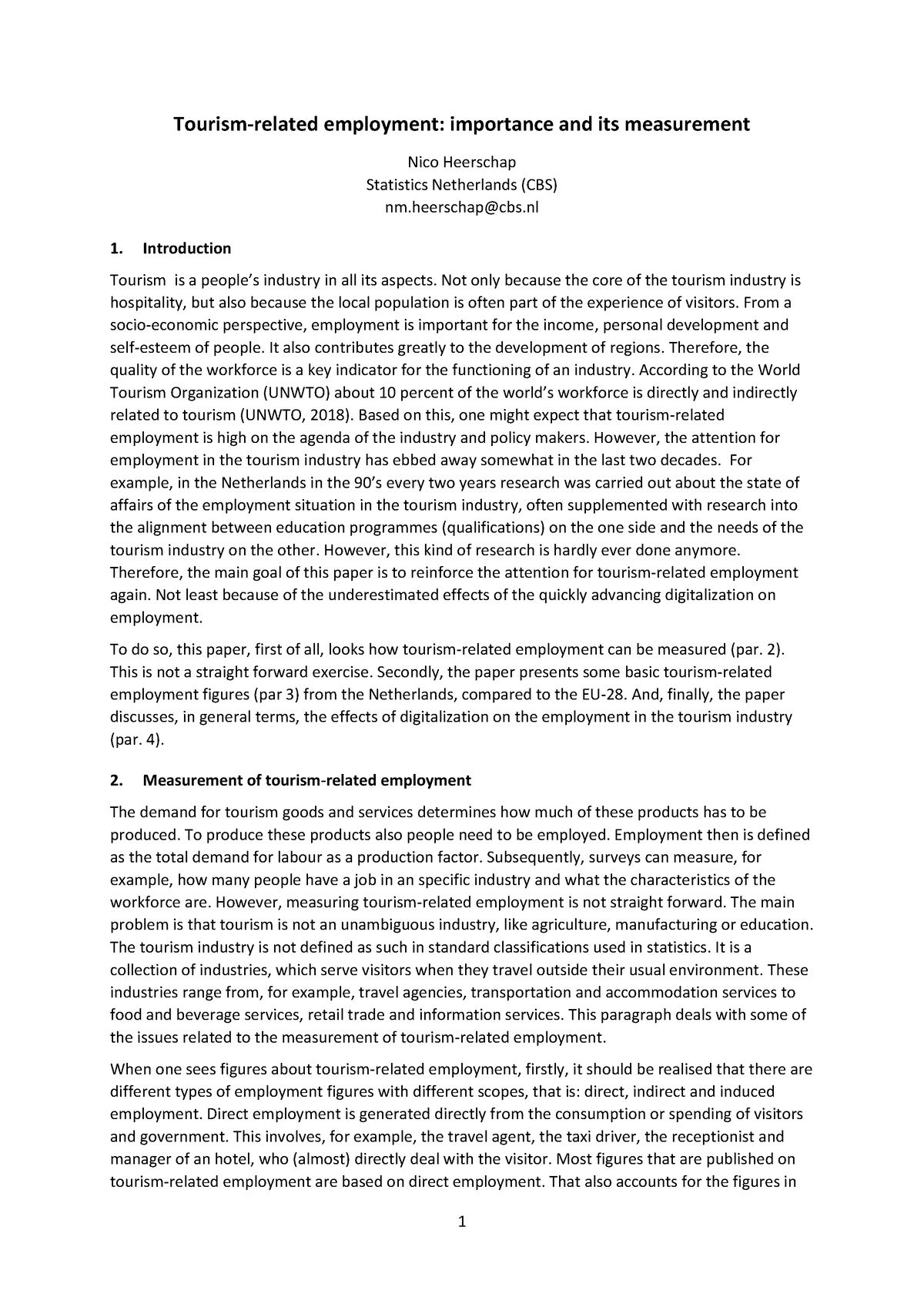 5 2 Tourism related employment importance and its measurement - Tourism ...