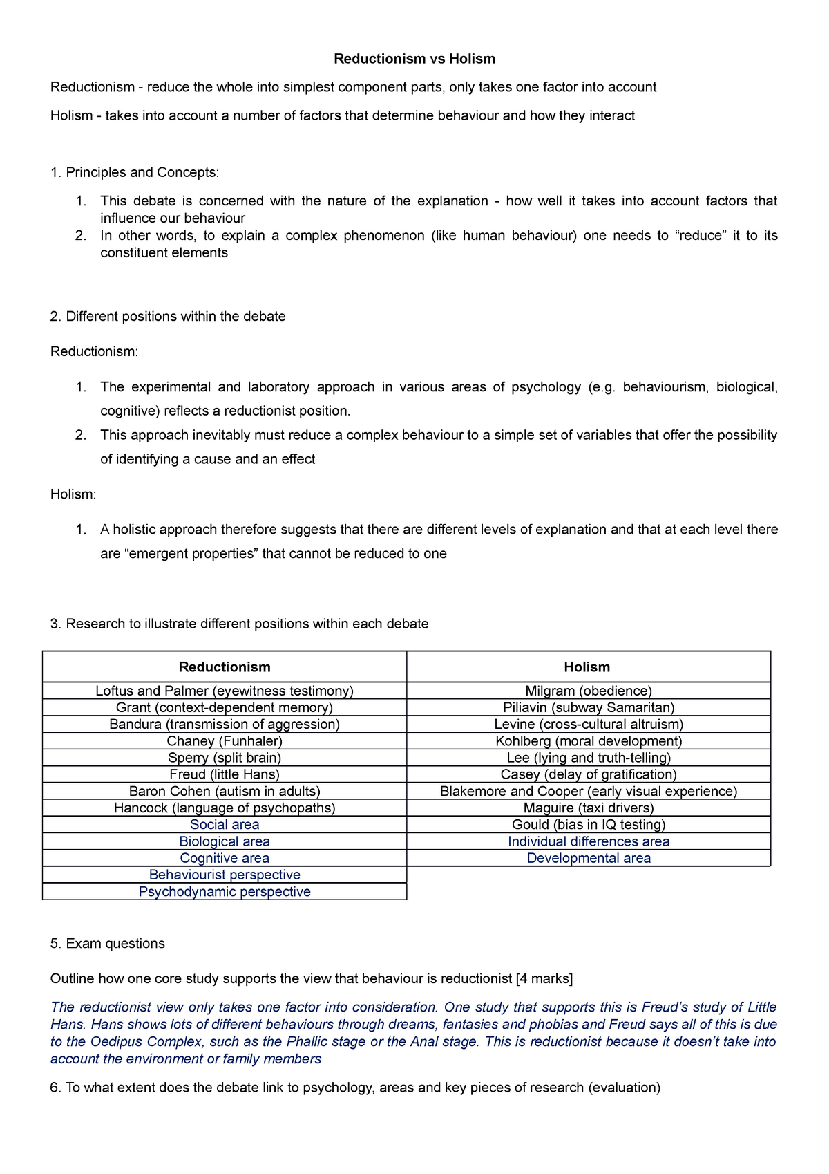 Reductionism-Holism - These notes are all about the different topics in ...