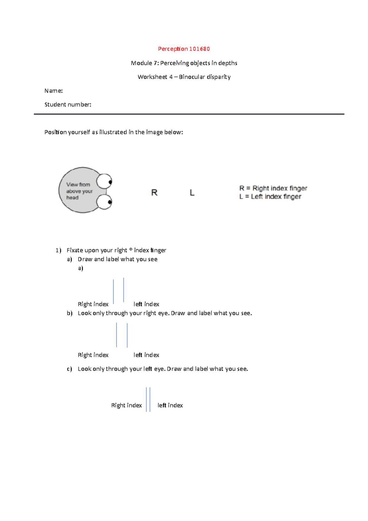Worksheet 2 and 3 Perception assignment binaural localisation and
