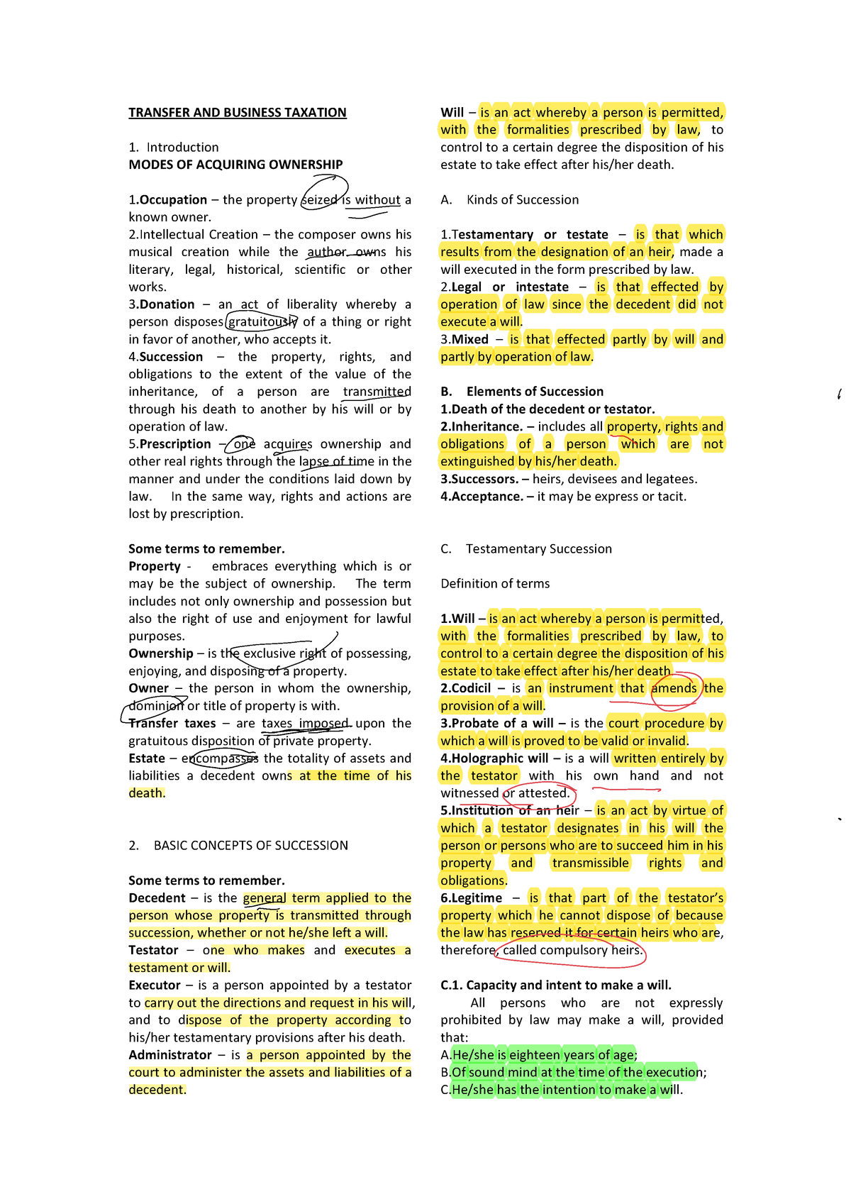 Transfer AND Business Taxation Notes - TRANSFER AND BUSINESS TAXATION ...