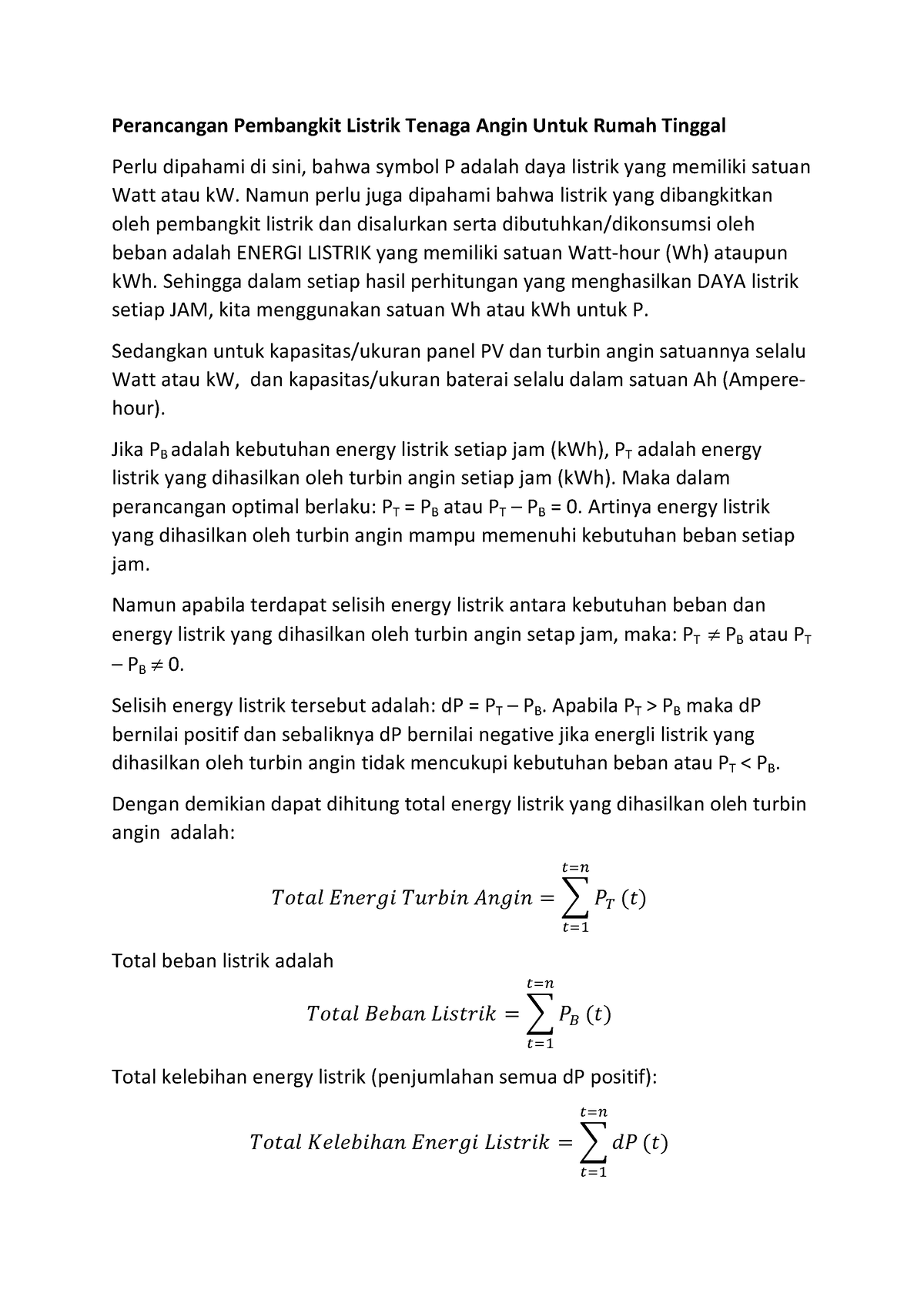 Perancangan Pembangkit Listrik == - Namun Perlu Juga Dipahami Bahwa ...