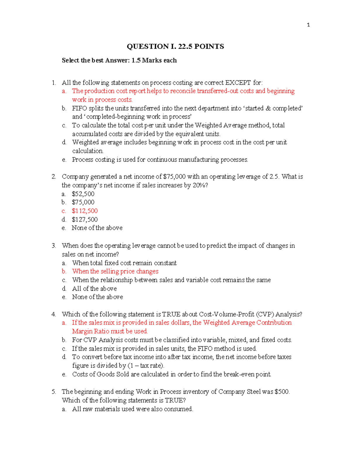 Midterm Exam-October-4-solution-mark Break-down-october-15 - QUESTION I ...