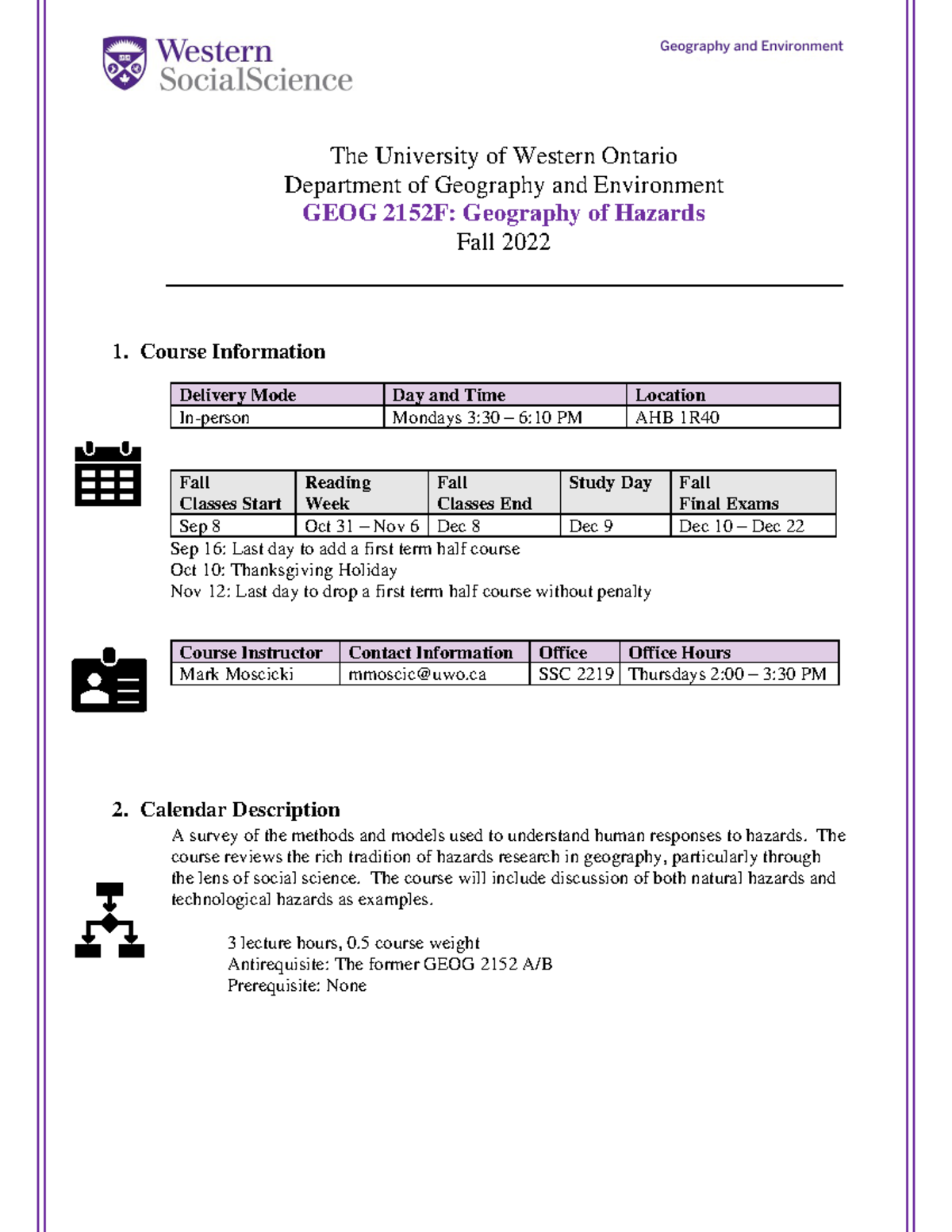 GEOG 2152F Course Outline The University of Western Ontario