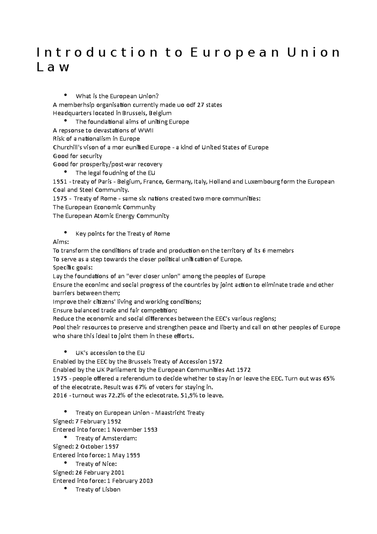 Introduction to European Union Law - I n t r o d u c t i o n t o E u r ...
