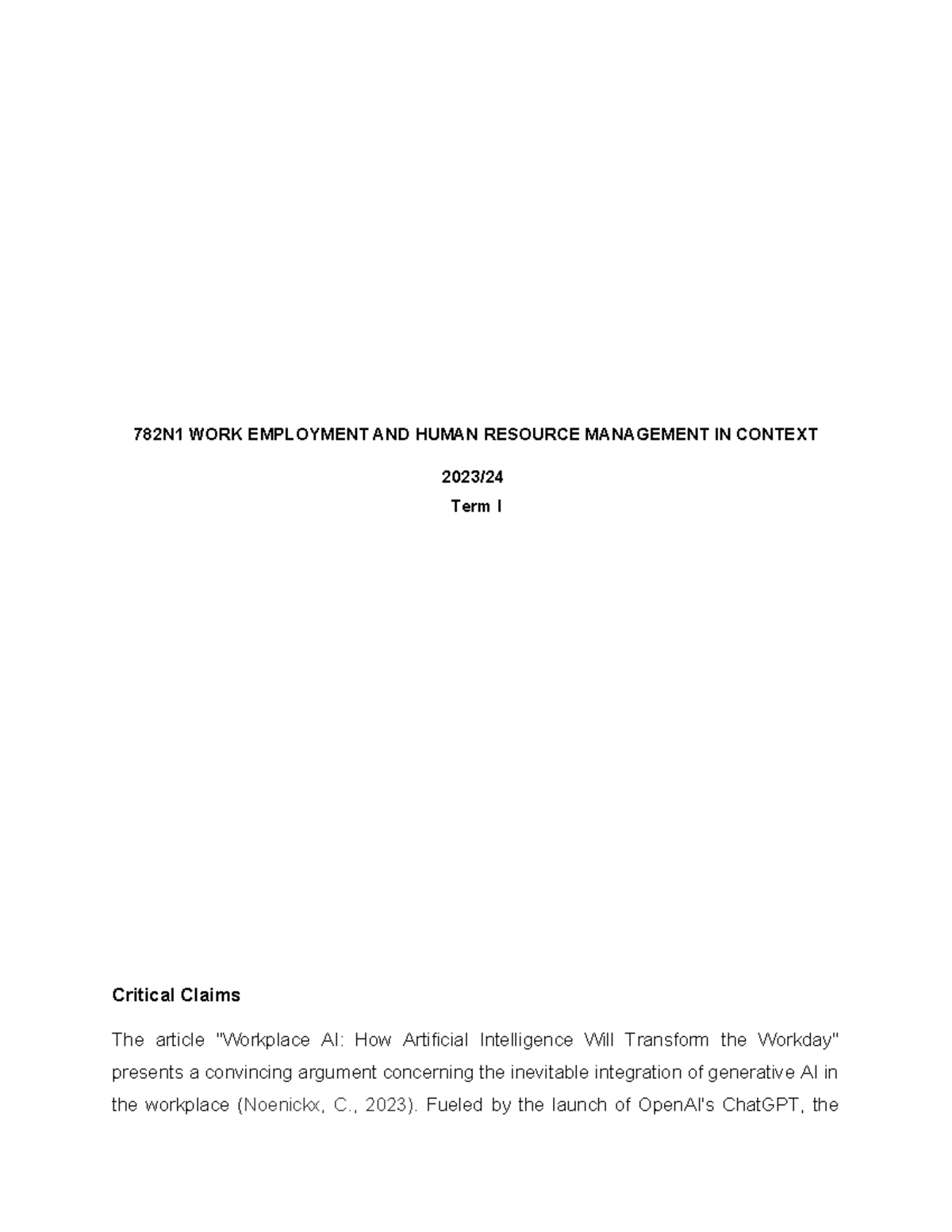 782N1 Wehrm upload - 782N1 WORK EMPLOYMENT AND HUMAN RESOURCE ...