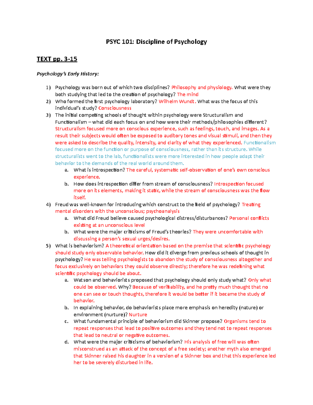 Chapter 1 Guided Reading Questions - PSYC 101: Discipline Of Psychology ...