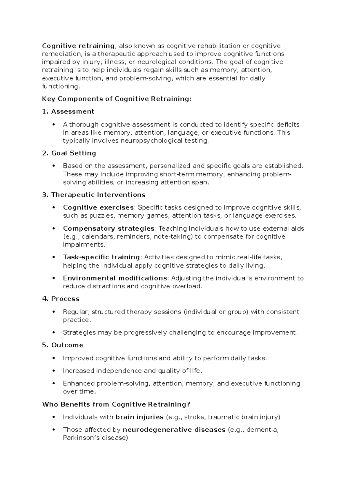 Cognitive retraining - N/A - Cognitive retraining, also known as ...