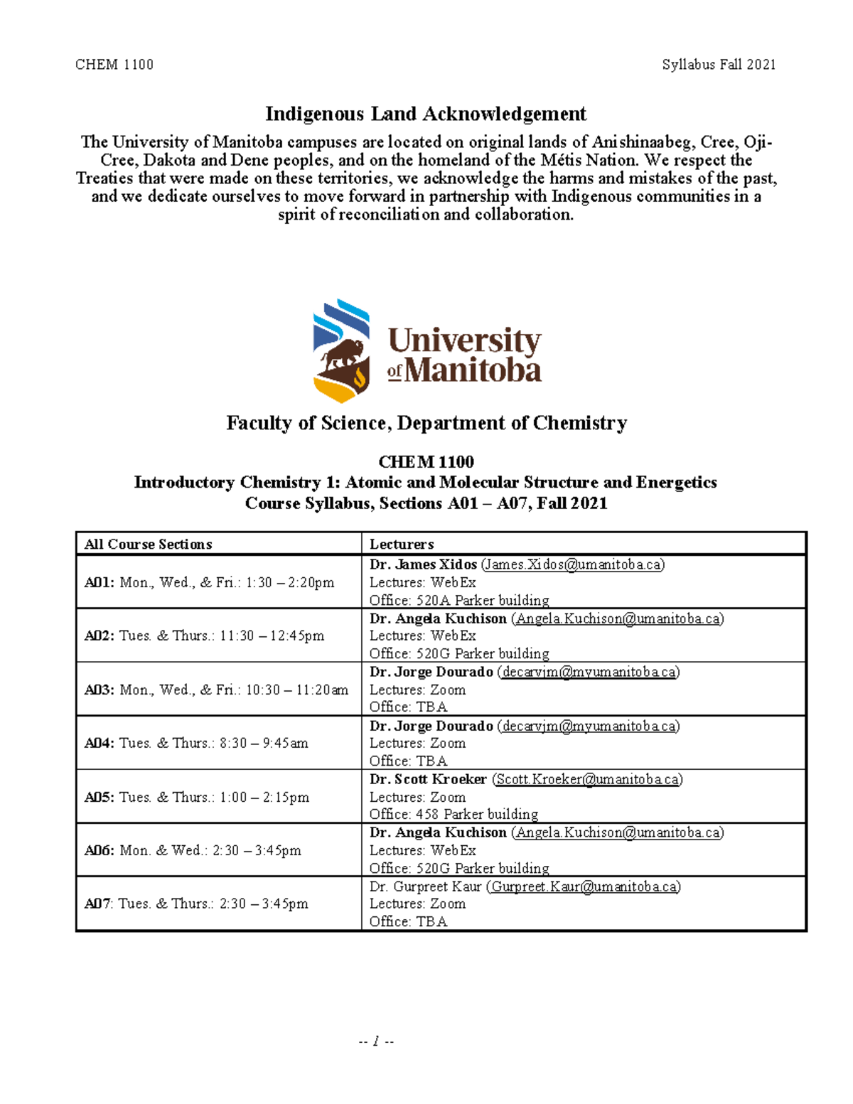 CHEM1100F21-syllabus-Sept7 - Indigenous Land Acknowledgement The ...