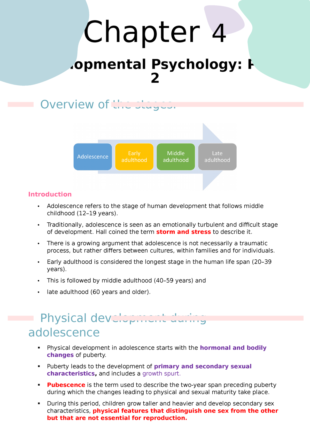 Psychology Chapter 4 Notes - Chapter 4 Developmental Psychology: Part 2 ...