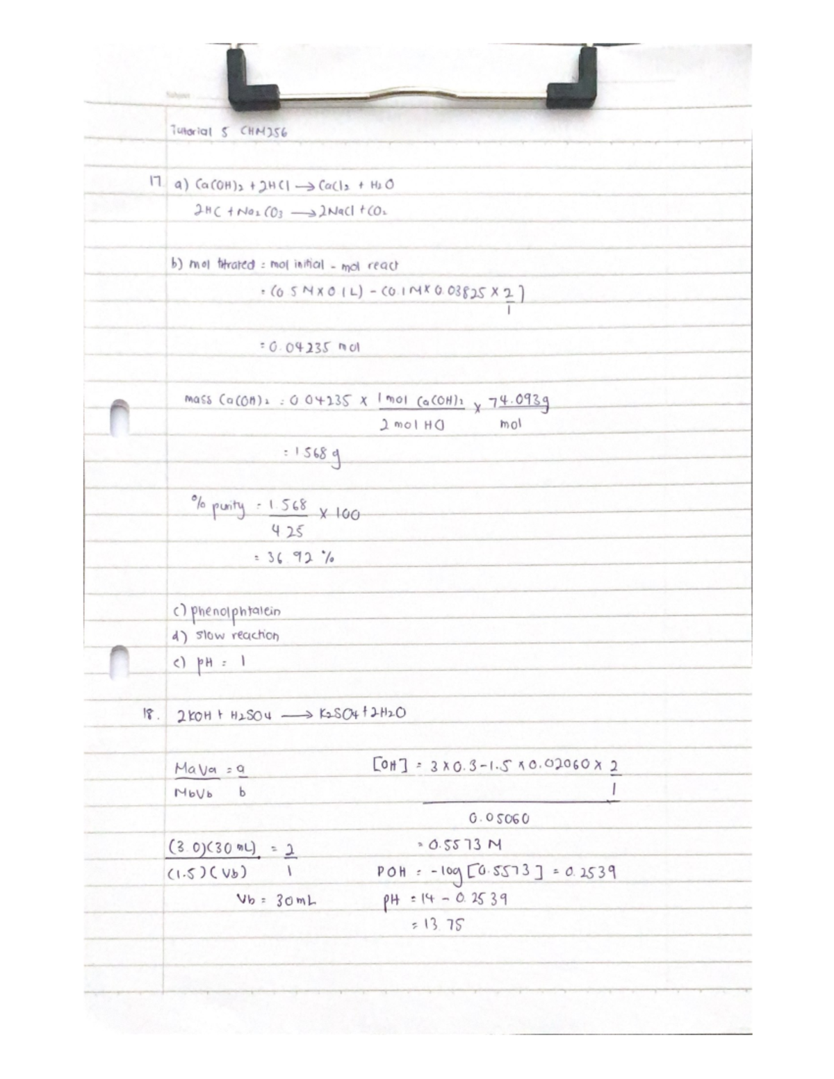 Tutorial 5 CHM256 (Arina Khairunnisa) - Subject Tutorial 5 CHM256 17 a ...