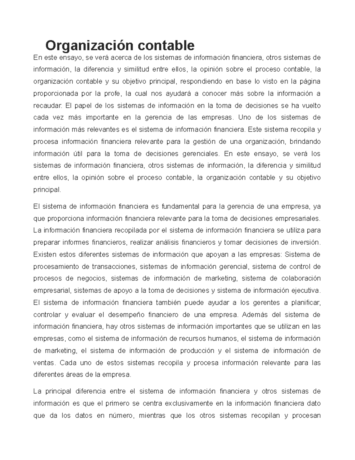 Organización contable - Organización contable En este ensayo, se verá ...