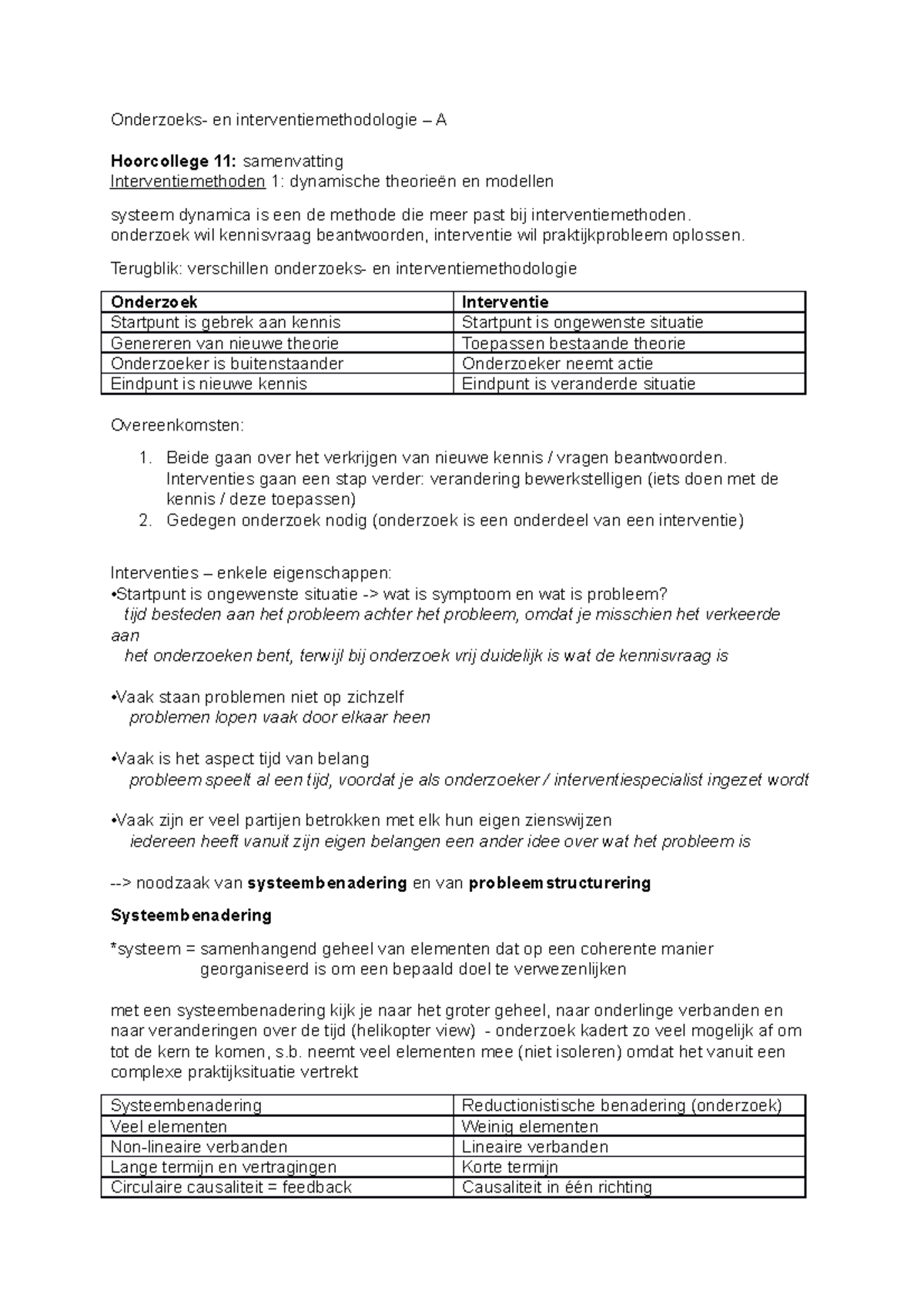 OIMA - College 11 (samenvatting) - Onderzoeks- En ...