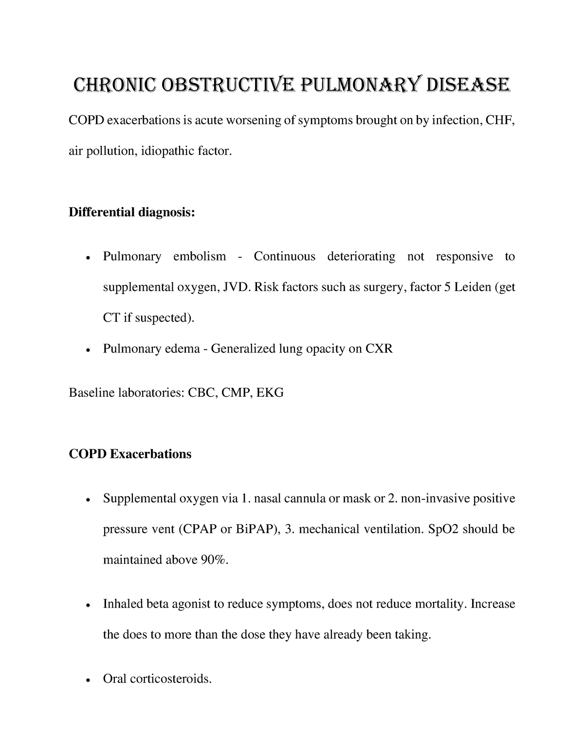 Chronic Obstructive Pulmonary Disease Exacerbations - Differential ...