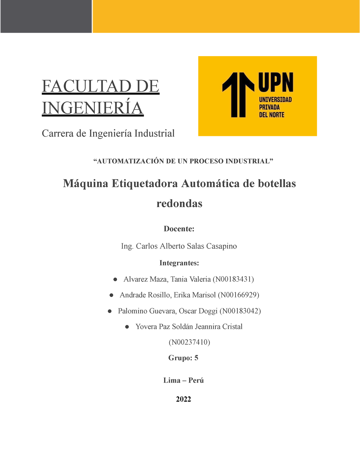 Trabajo Final Ing Electrica Grupo 5 Facultad De IngenierÍa Carrera De Ingeniería Industrial 4130