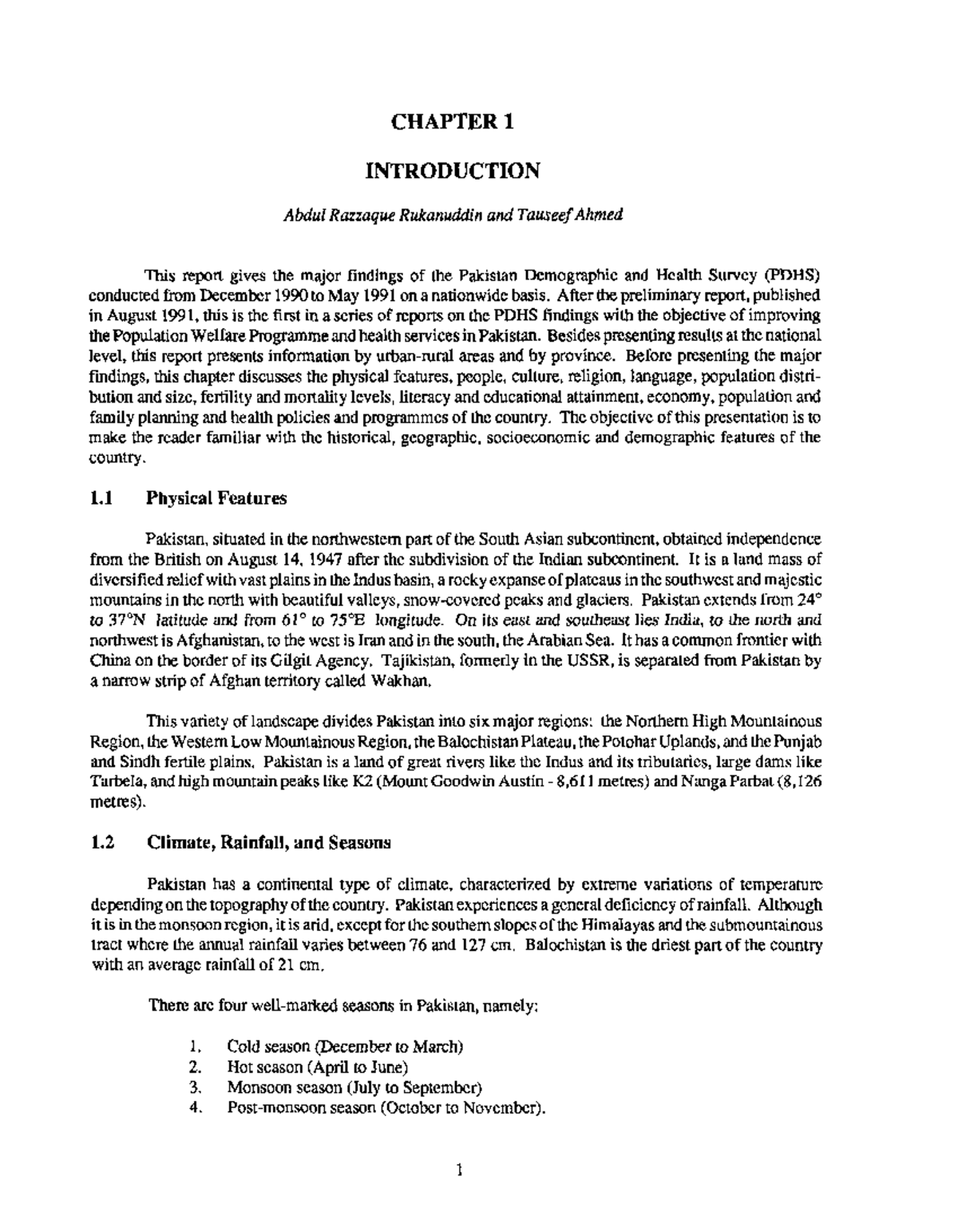 Geo physical features of Pakistan - CHAPTER 1 INTRODUCTION Abdul ...