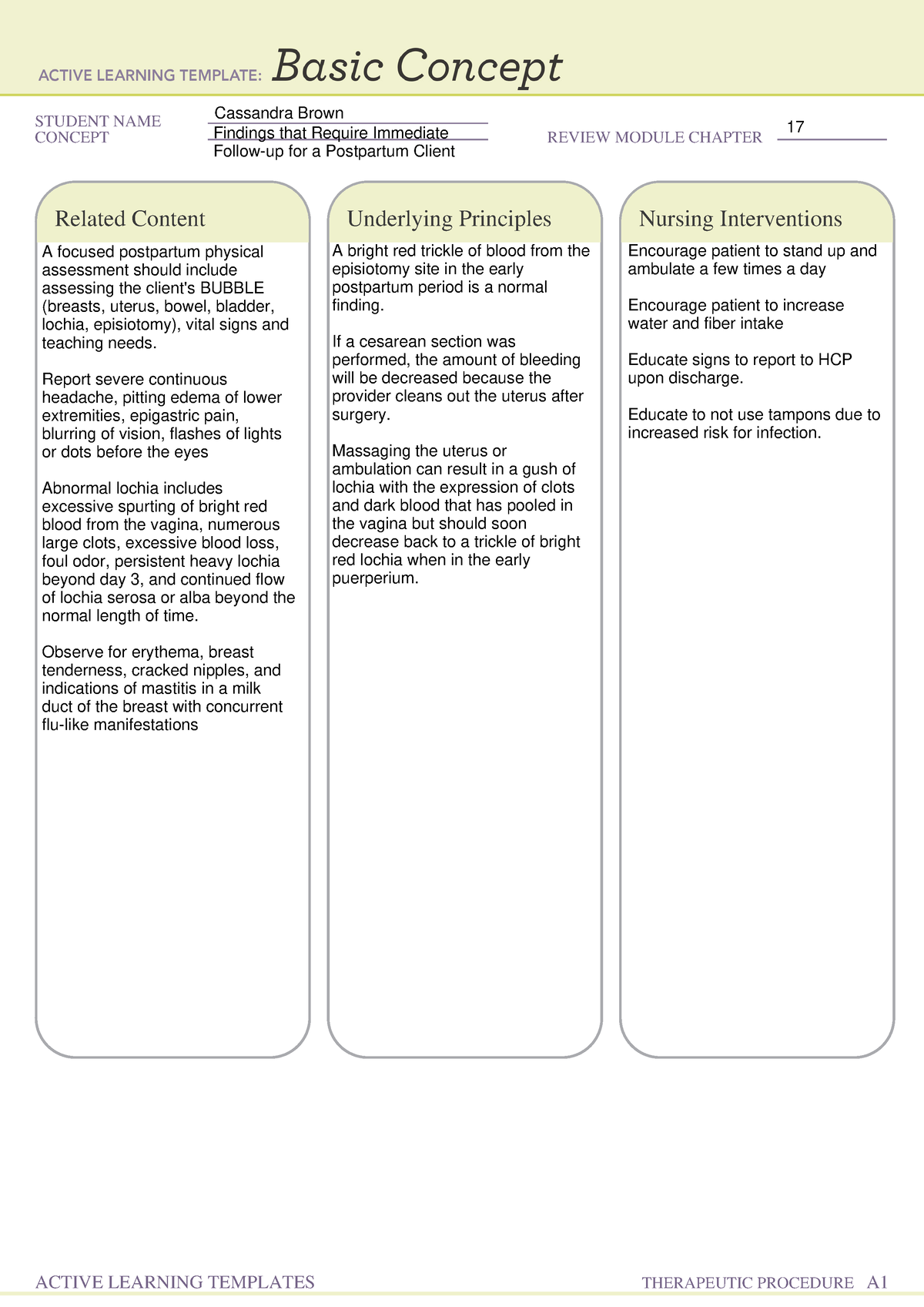 Findings that Require Immediate Follow-up for a Postpartum Client - 301 ...