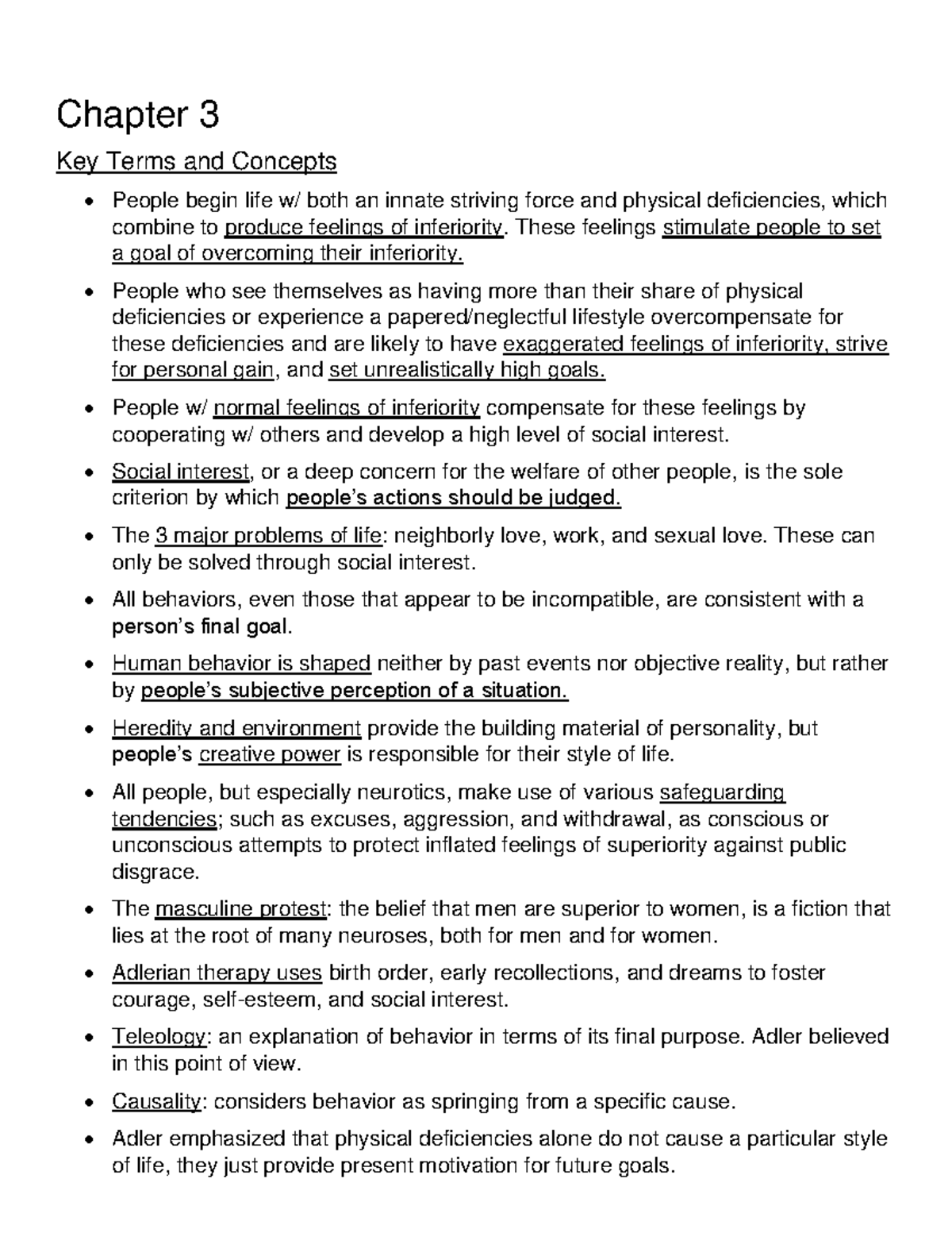 Theories Of Personality Ch 3 Notes - PPE 4003 - UNF - Studocu