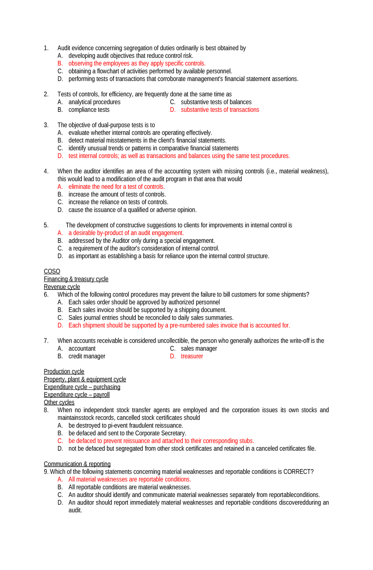 Audit 12 - Audit evidence concerning segregation of duties ordinarily ...