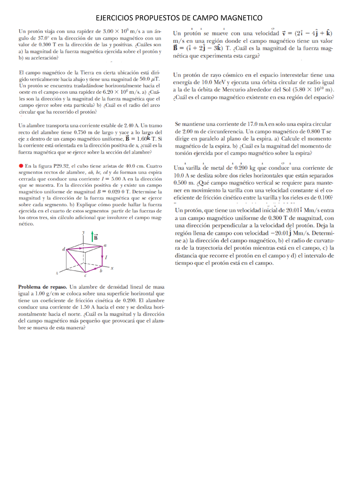 Ejercicios Propuestos DE Campo Magnetico Fisica II ING Industrial UCSM ...