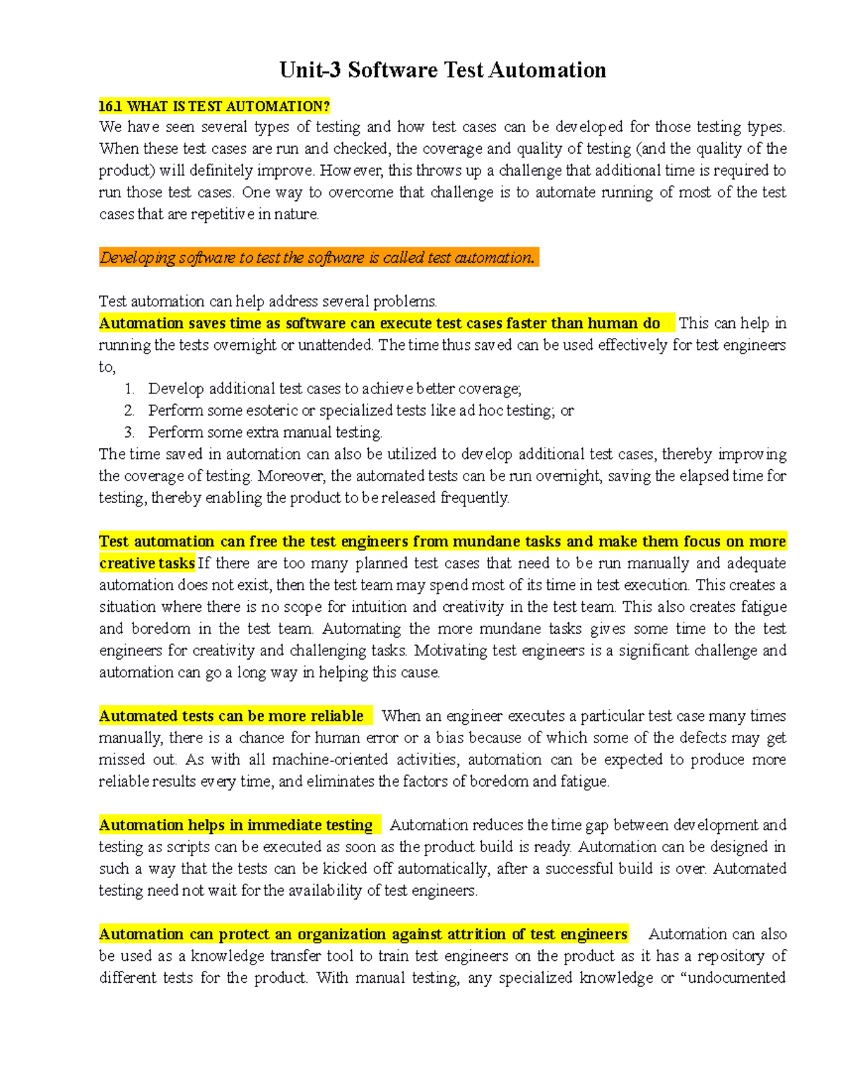 Unit-3-notes - Unit-3 Software Test Automation 16 WHAT IS TEST ...