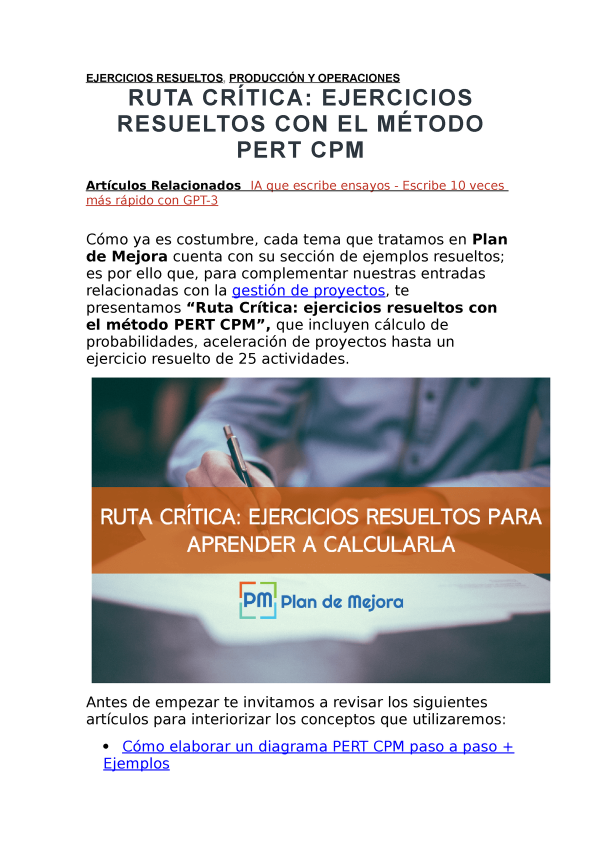 Ejercicios Resueltos PERT-CPM - ####### EJERCICIOS RESUELTOS ...