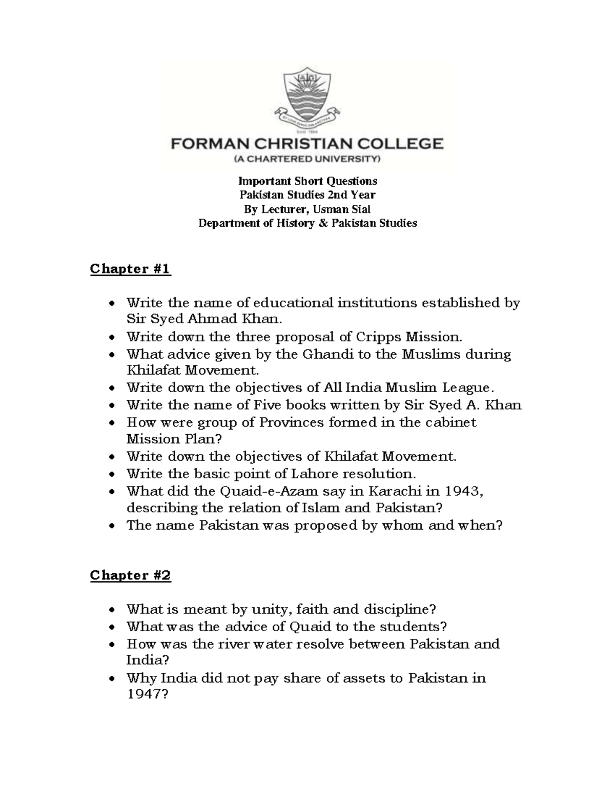 Important- Short- Questions - Important Short Questions Pakistan ...