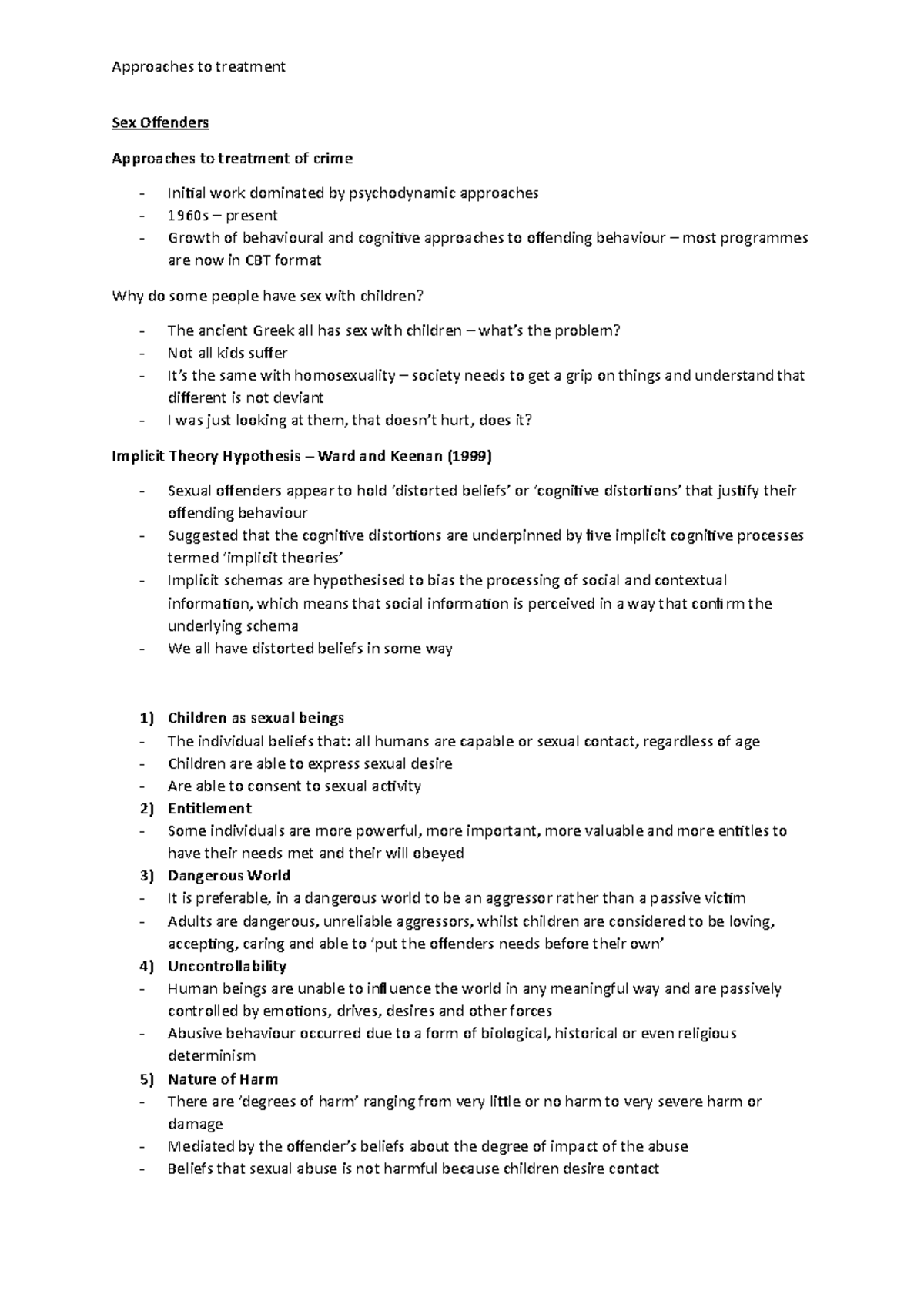 Sex Offenders - Implicit theory hypothesis, Pathways Model, Finkelhor's ...