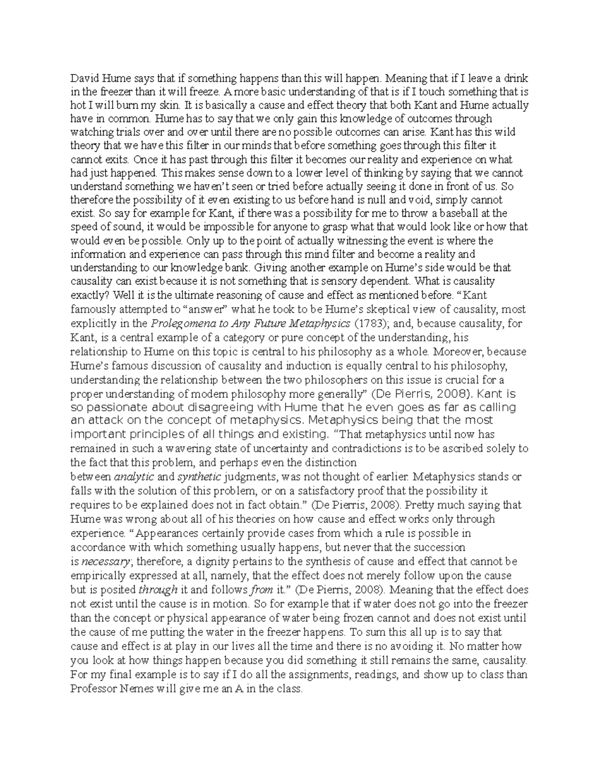 PHI-103 Kant and Hume - Philosophy quiz - David Hume says that if ...
