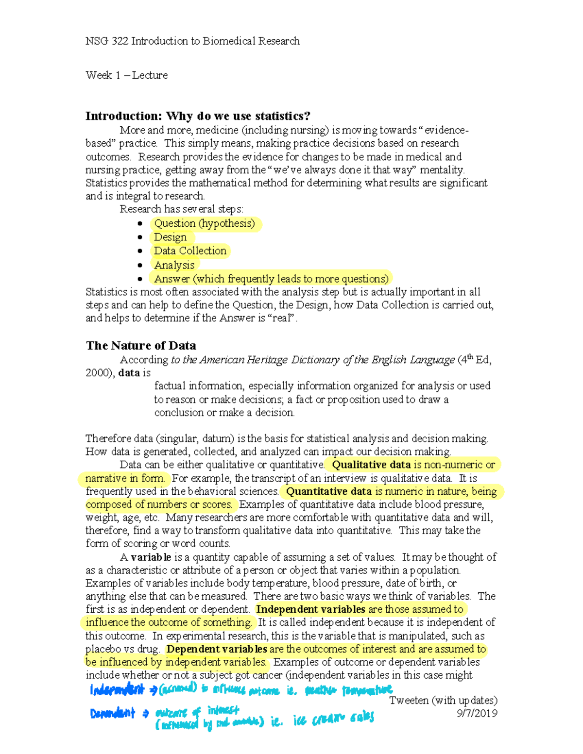 Week 1 Lecture Notes - Tweeten (with updates) Week 1 – Lecture ...