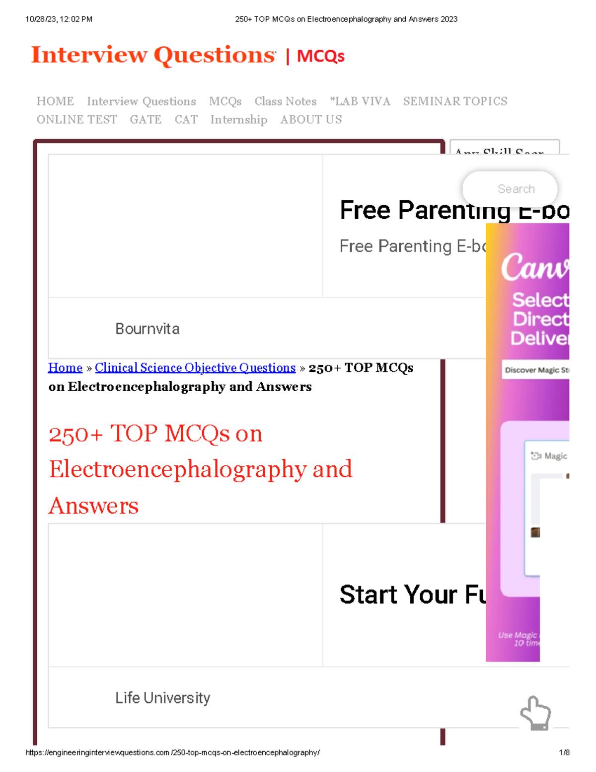 250+ TOP MCQs on Electroencephalography and Answers 2023 1. The