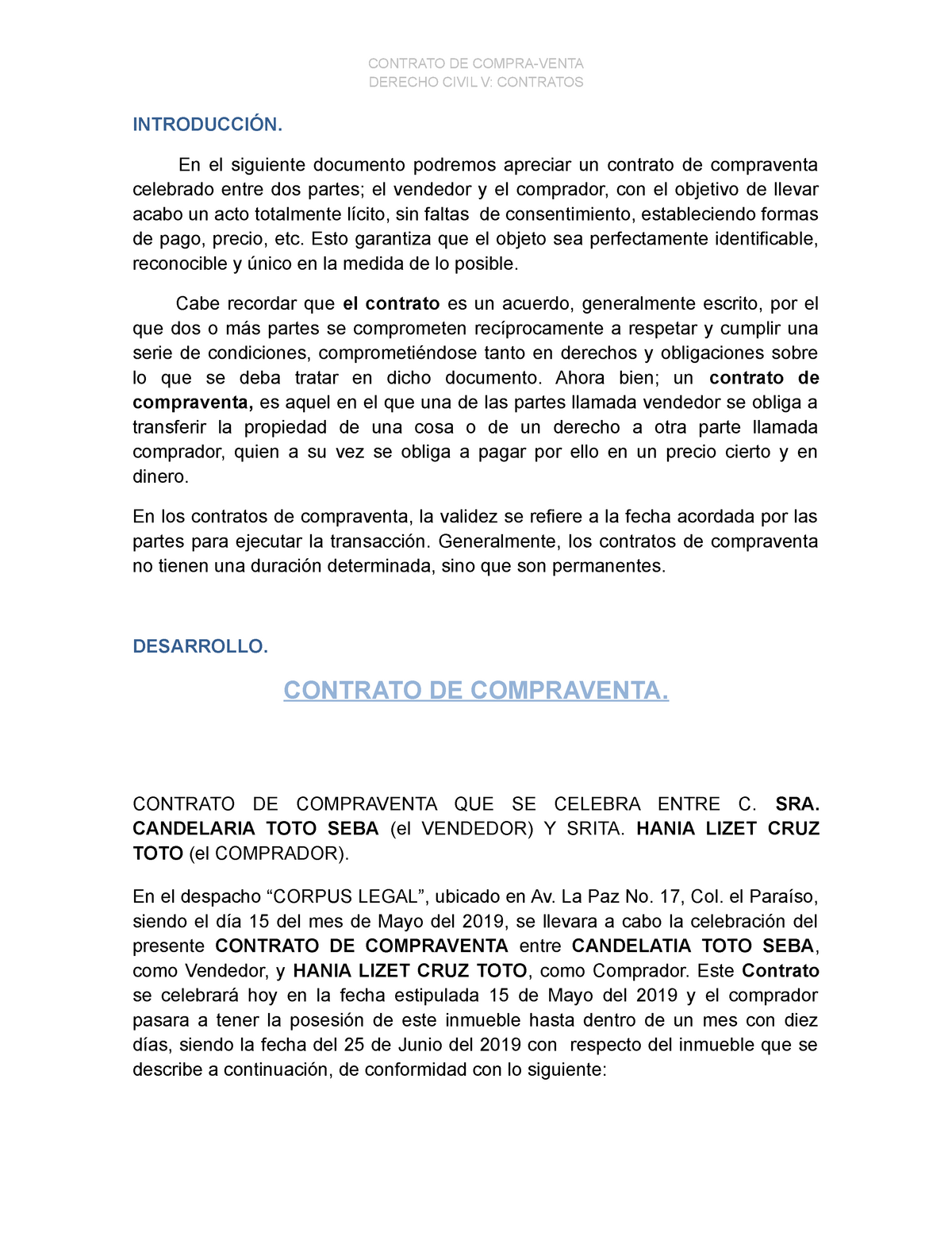Civil V Contrato De Compraventa Derecho Civil V Contratos IntroducciÓn En El Siguiente 9935