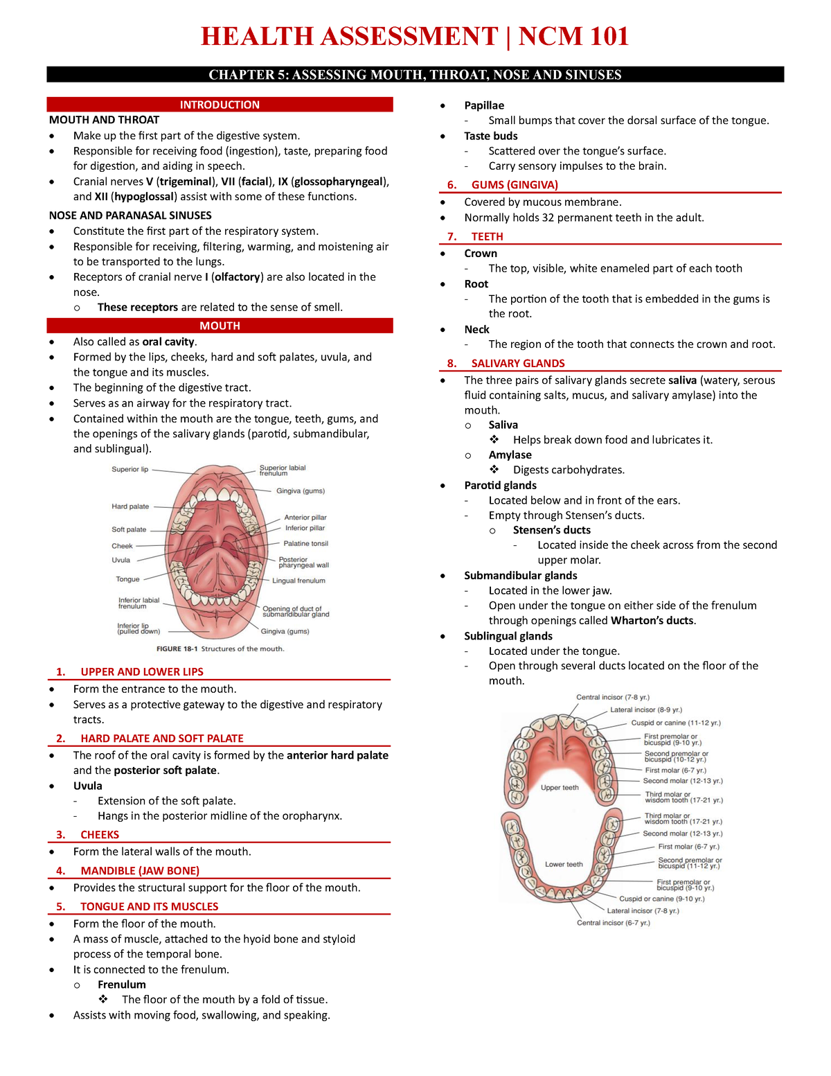 Assessing Mouth Throat Nose And Sinuses - CHAPTER 5: ASSESSING MOUTH ...