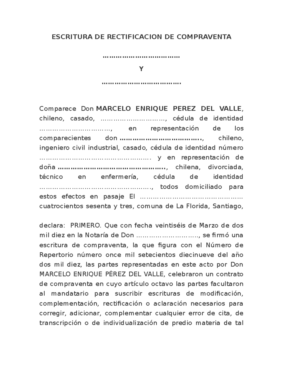 Escritura DE Rectificacion ESCRITURA DE RECTIFICACION DE COMPRAVENTA