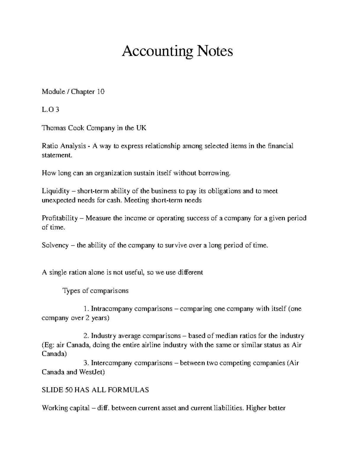 Chapter 10 Notes - Accounting Notes Module / Chapter 10 L 3 Thomas Cook ...