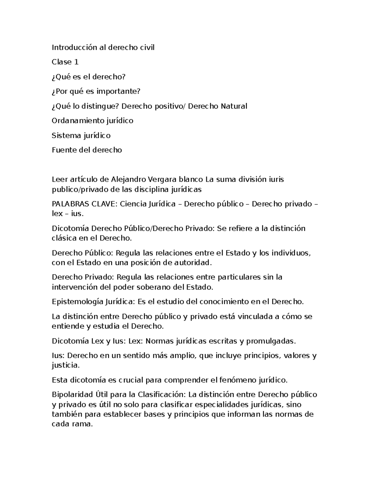 Introducción al derecho civil - Introducción al derecho civil Clase 1 ...