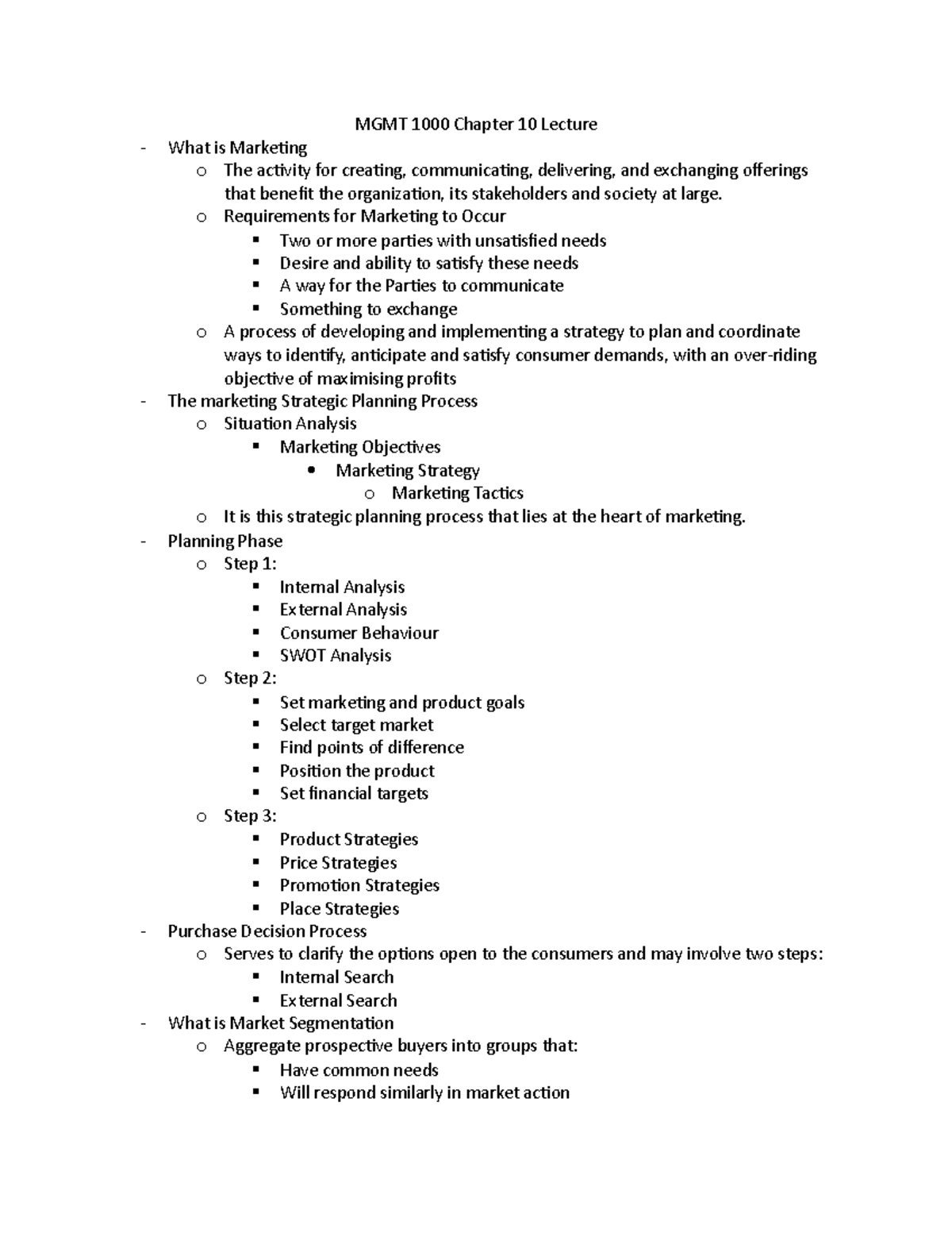 Mgmt 1000 Chapter 10 Lecture Mgmt 1000 Chapter 10 Lecture What Is