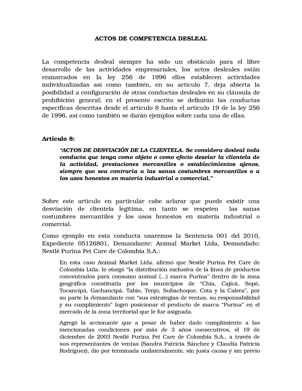 Actos De Competencia Desleal Actos De Competencia Desleal La Competencia Desleal Siempre Ha Sido Un Para El Libre Desarrollo De Las Actividades Empresariales Studocu