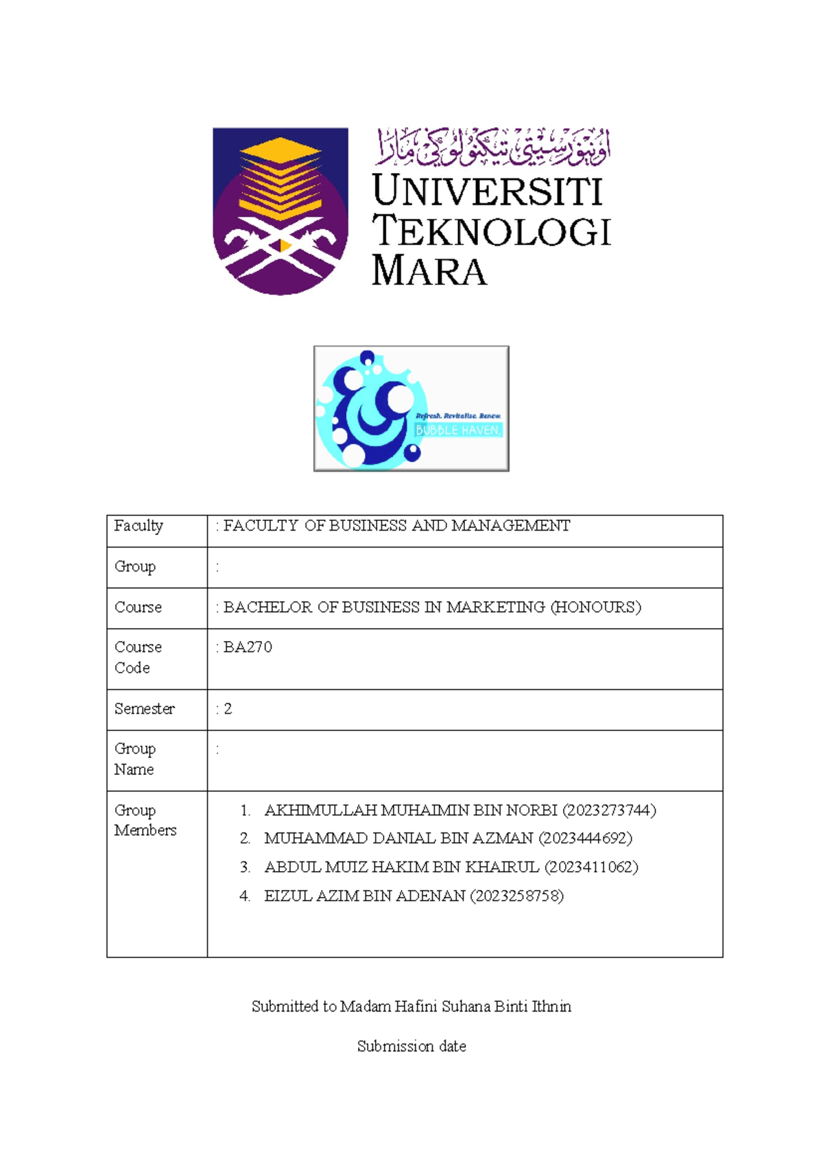 Assigment 3 ENT530 - on going - Faculty : FACULTY OF BUSINESS AND ...