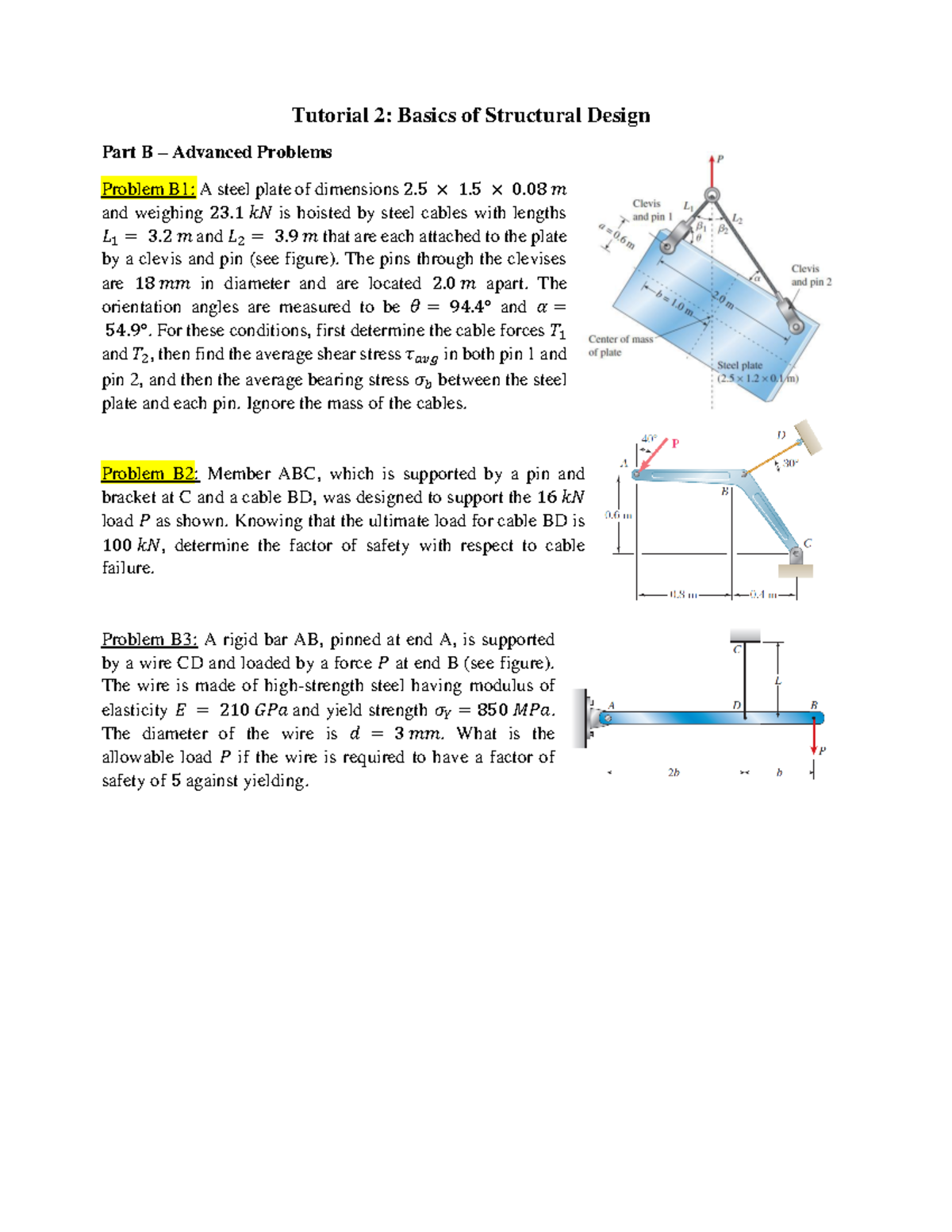 SAD Tutorial 2 Questions 2023 - Tutorial 2: Basics of Structural Design ...