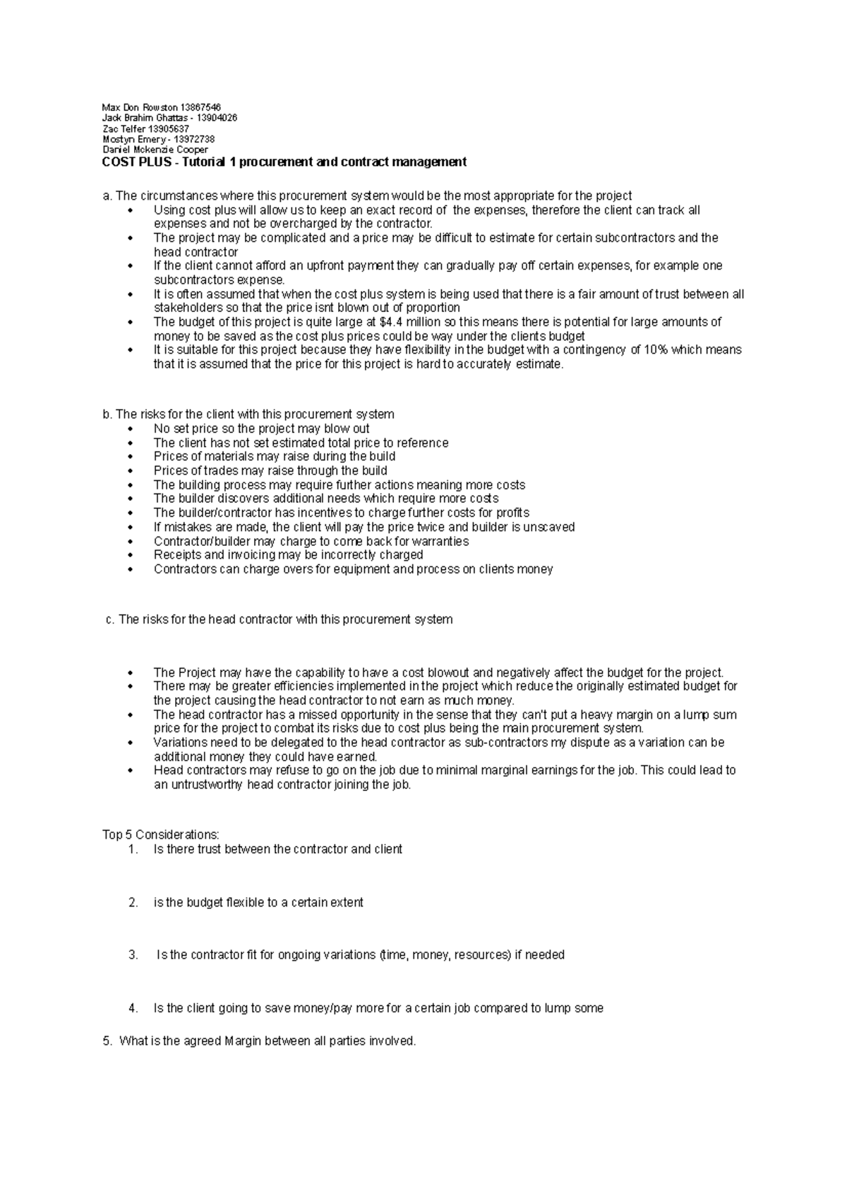 Tut 1 contract management - Max Don Rowston 13867546 Jack Brahim ...